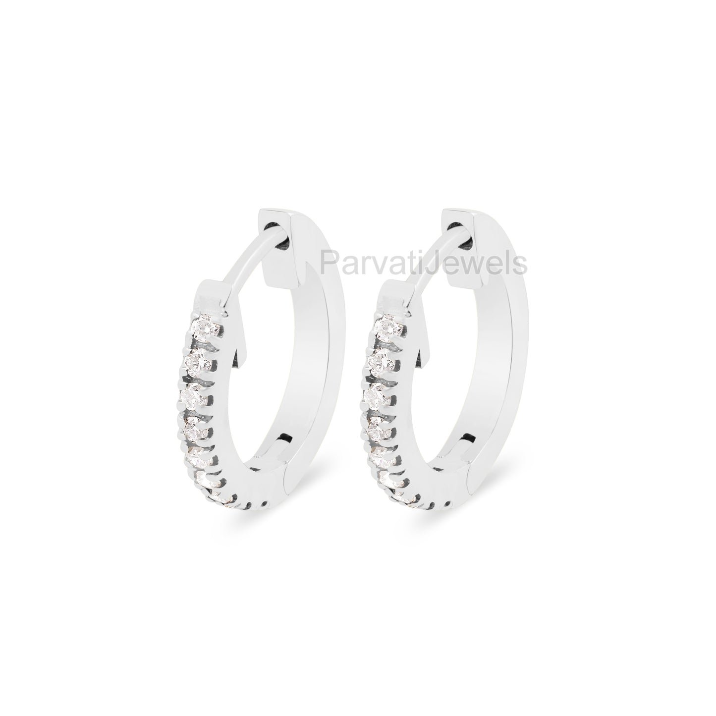 14K & 18K Solid Gold Diamond Earring, Round Graduated Huggie Hoop Earrings, 18K Solid Gold Earrings, Gift For Her