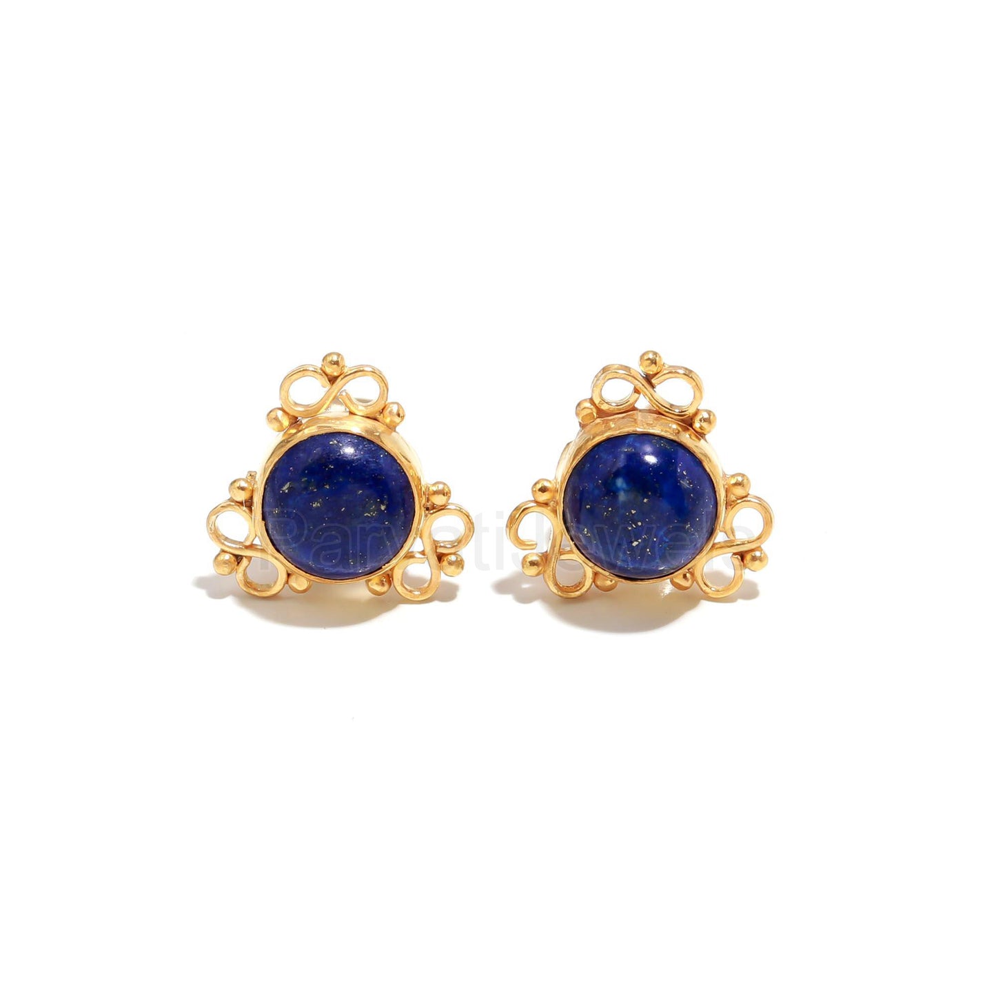 Natural Lapis Lazuli Earrings, Solid 14k Gold Stud Earrings, Gold Earring, Lapis Stud Earrings, Handmade Gold Earrings, Wedding Stud Earring