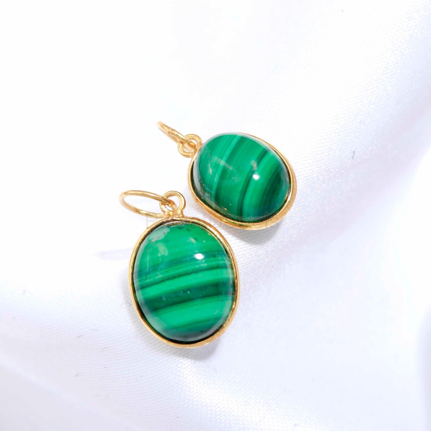 Natural Green Malachite Charm, 18k Solid Gold Charm, Malachite Charm, Gold Charm Pendant, Handmade Gold Charm, 7x9 & 8x10 Oval Charm Pendant