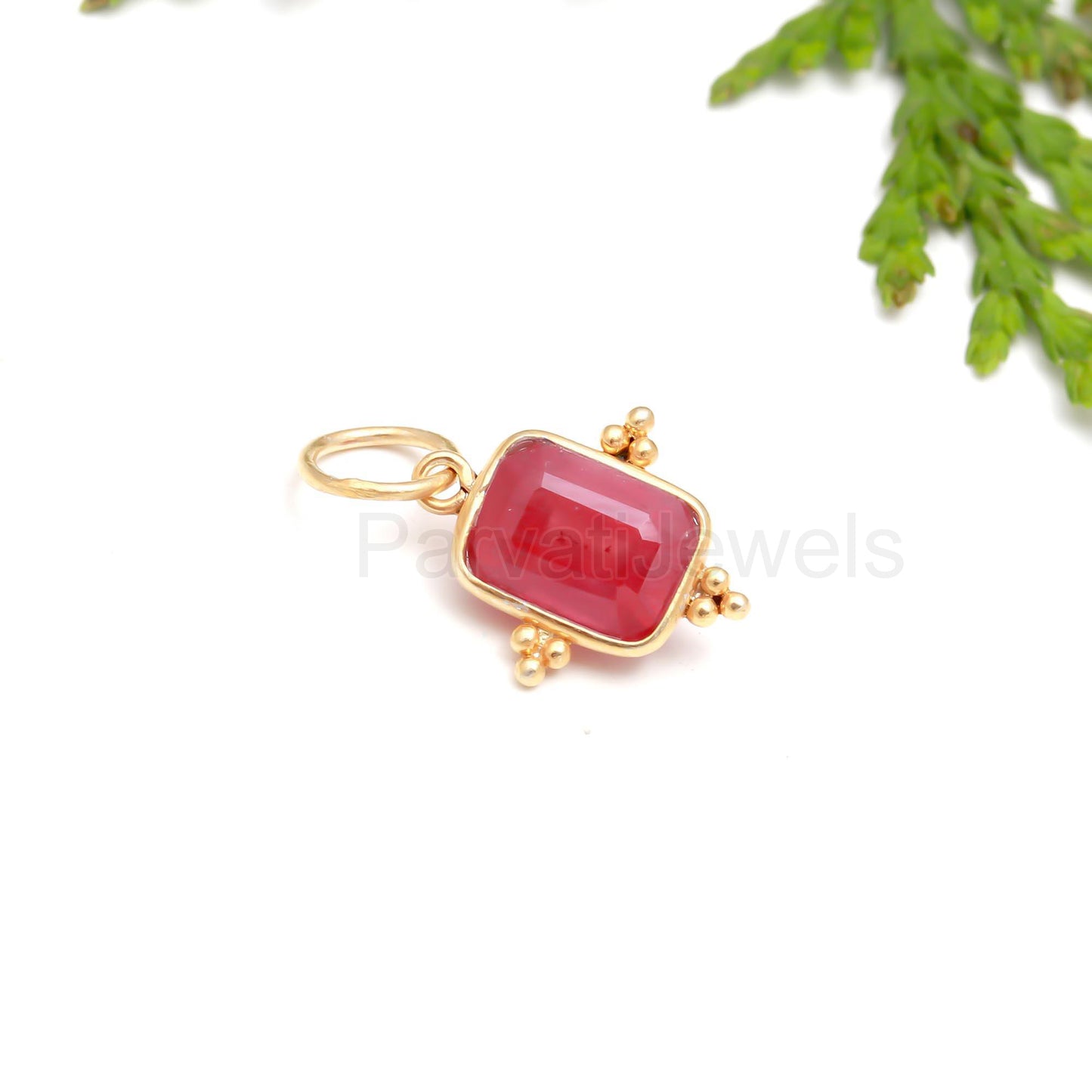 AA Ruby Gemstone Charm, 18K Solid Gold Charm, Ruby Solid Gold Charm, Handmade Gold Charm, July Birthstone Charm, Charm Pendant, Gift For Her