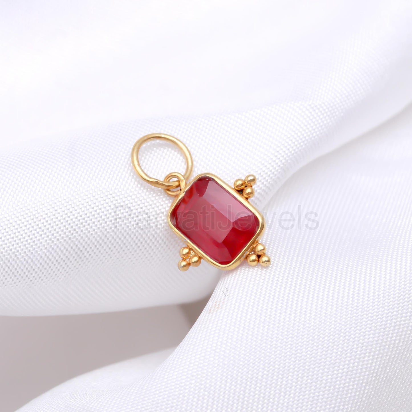 AA Ruby Gemstone Charm, 18K Solid Gold Charm, Ruby Solid Gold Charm, Handmade Gold Charm, July Birthstone Charm, Charm Pendant, Gift For Her