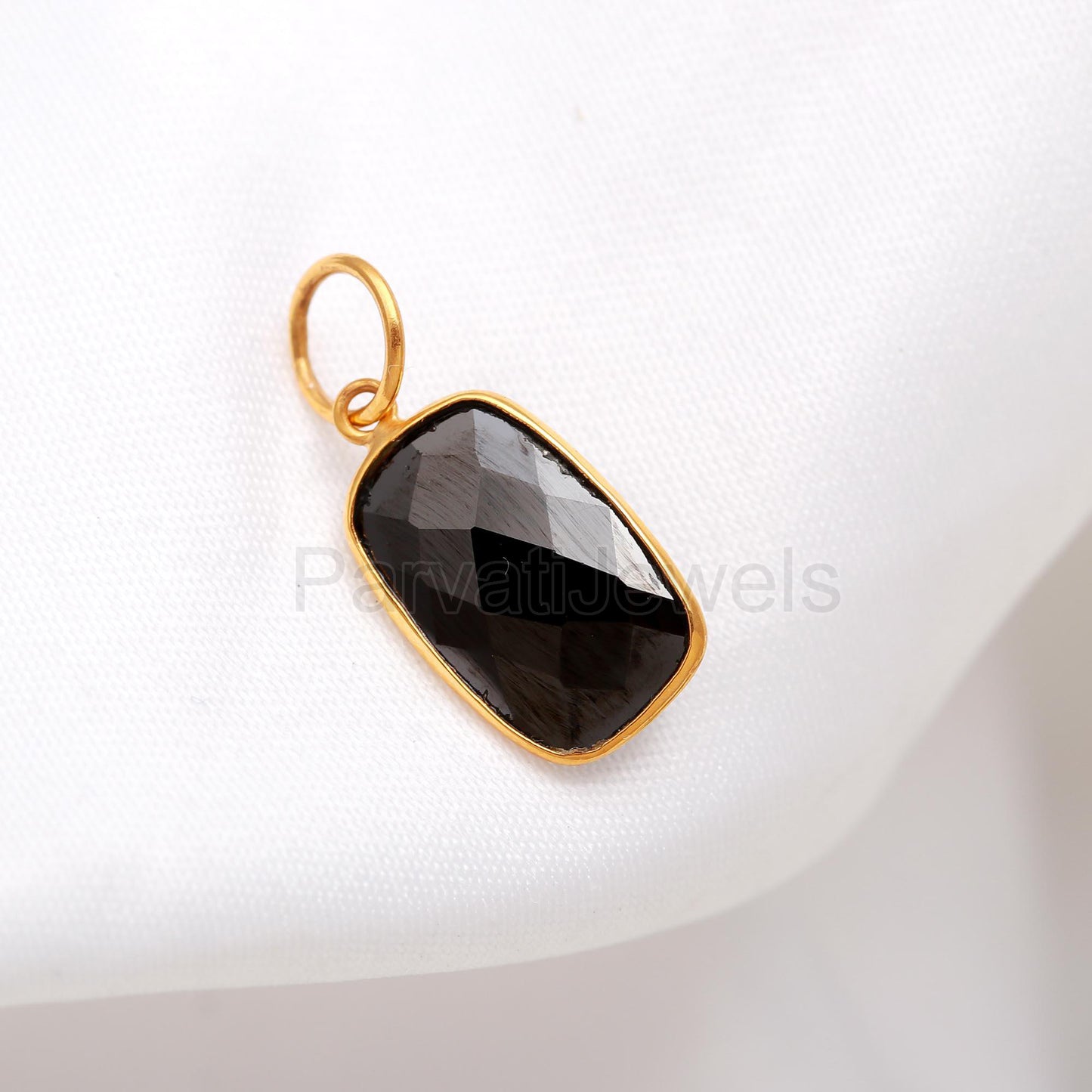 AA Black Spinal Charm, 18k Solid Gold Charm, Natural Black Spinal Charm, Gold Pendant, Charm Pendant, Charm Necklace, Handmade Gold Charm