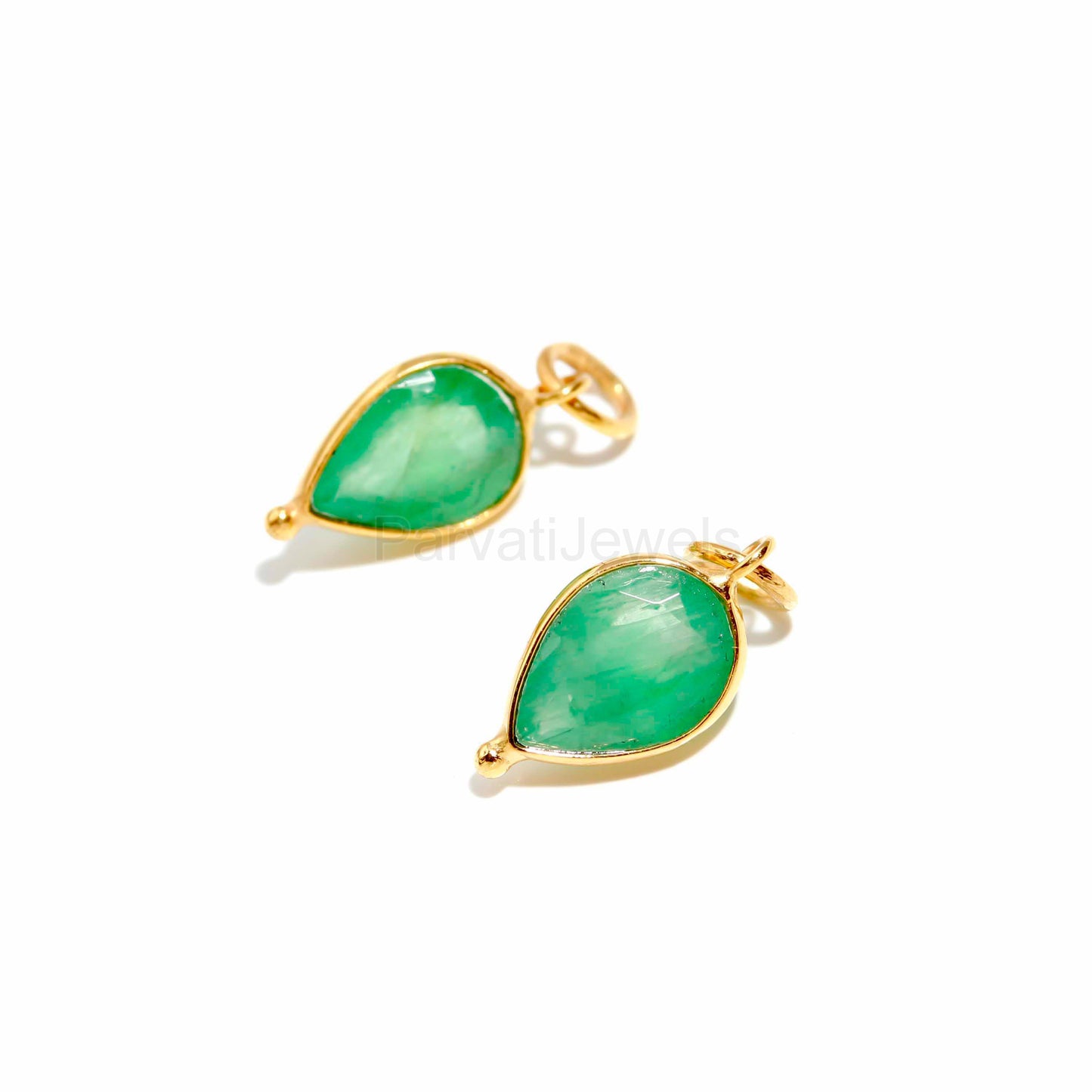 Natural Emerald Charm, 18k Solid Gold Charm, Gold Charm, Emerald Pear Charm, Gold Charm Pendant, Charm Necklace, Handmade Gold Charm Pendant