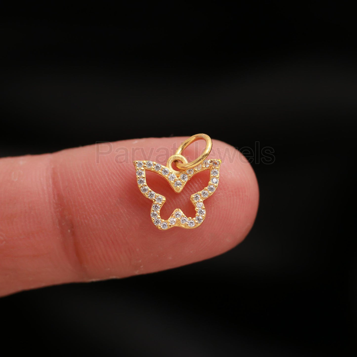 Solid 14K Gold Natural Diamond Charm, Butterfly Gold Charm, Diamond Gold Charm, Handmade Charm Pendant, Gold Charm Pendant, Gift For Her