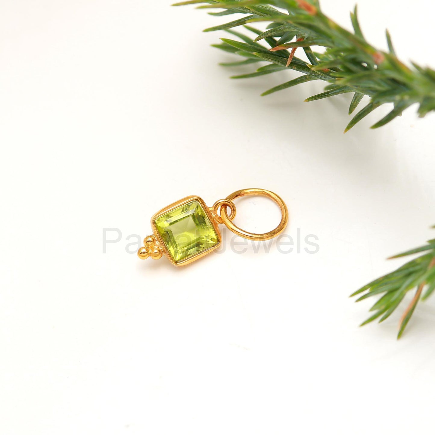 Natural Peridot Charm, 18k Solid Gold Charm, Peridot Charm, Gold Charm, Charm Pendant, Charm Necklace, Handmade Gold Charm, Gift for Her
