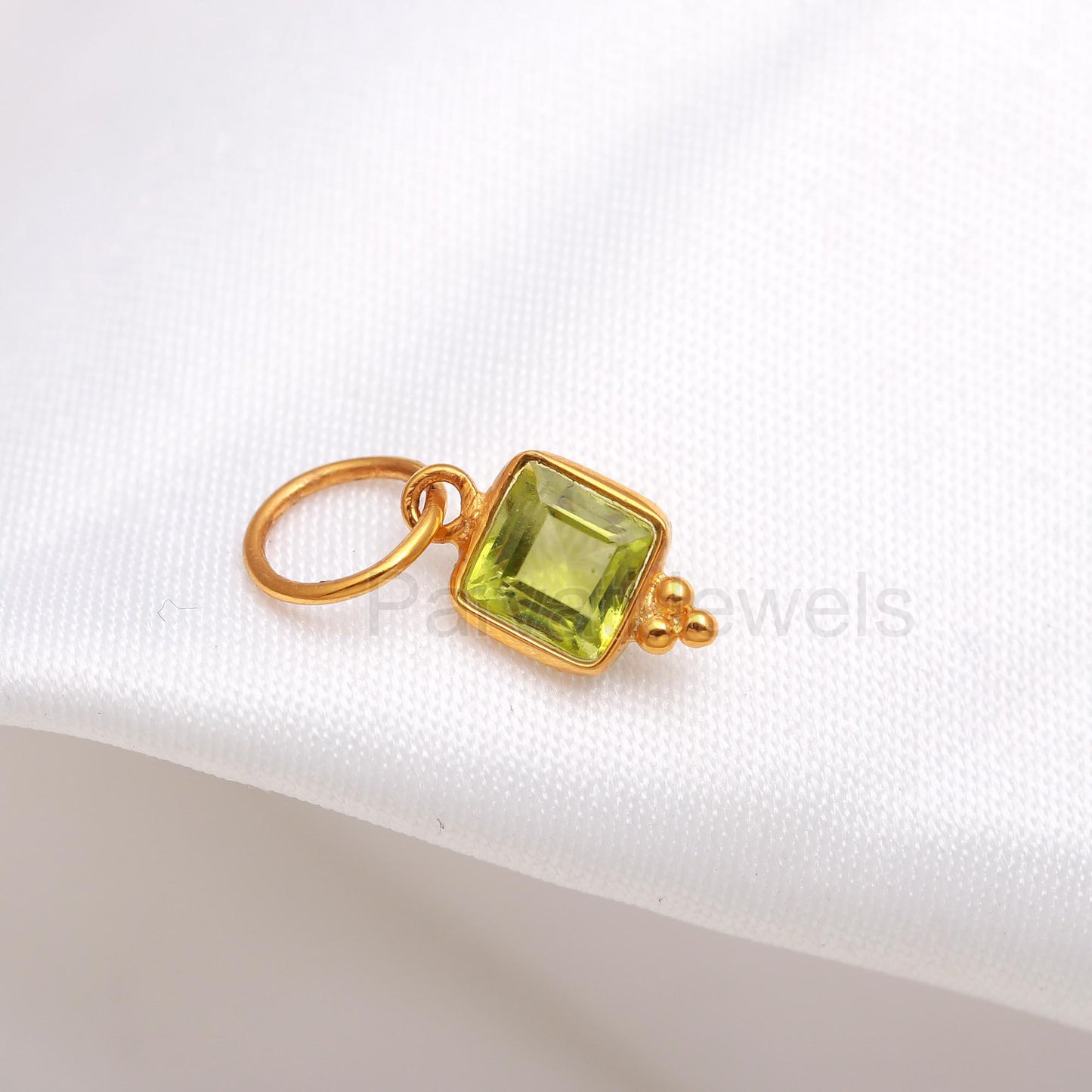 Natural Peridot Charm, 18k Solid Gold Charm, Peridot Charm, Gold Charm, Charm Pendant, Charm Necklace, Handmade Gold Charm, Gift for Her
