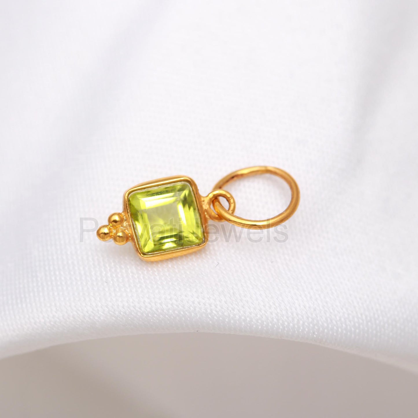 Natural Peridot Charm, 18k Solid Gold Charm, Peridot Charm, Gold Charm, Charm Pendant, Charm Necklace, Handmade Gold Charm, Gift for Her