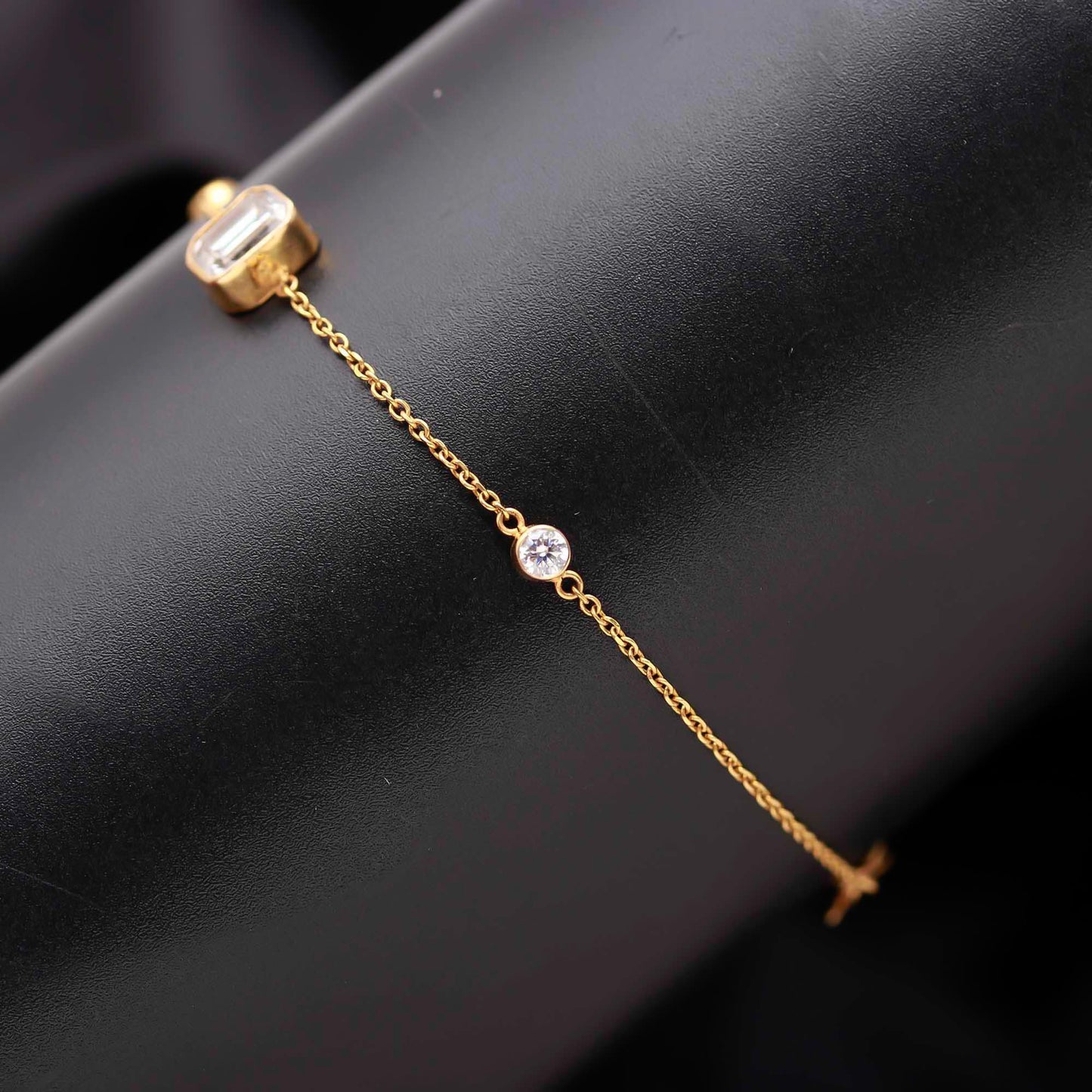 Natural Moissanite Bracelets, 18k Solid Gold Bracelets, Handmade Gold Bracelets, Gold Bracelets, Wedding Gift for Wife, Moissanite Bracelets