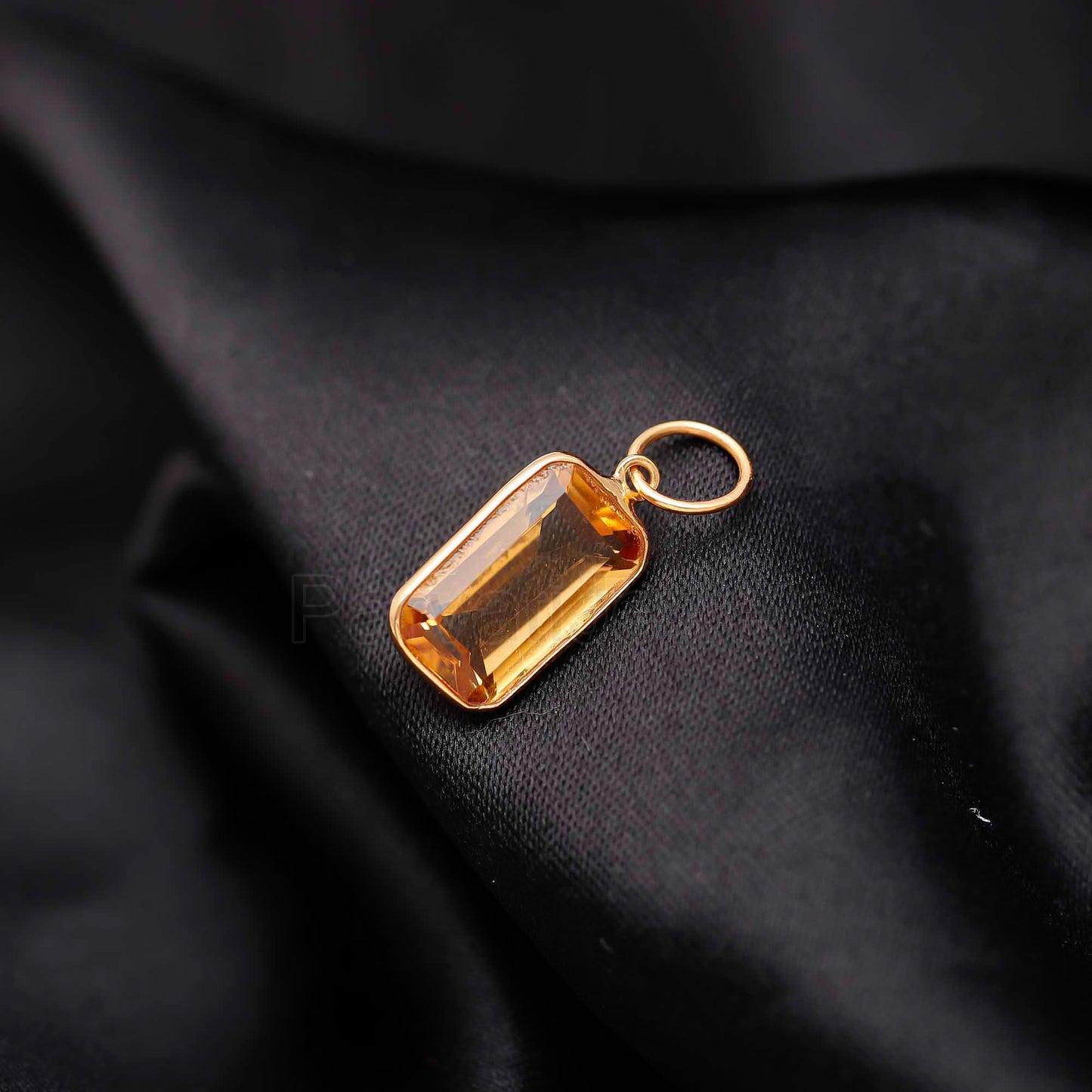 Natural Citrine Charm, 18k Solid Gold Charm, Natural Citrine Gold Charm, Gold Charm, Charm Pendant, Charm Necklace, Handmade Gold Charm