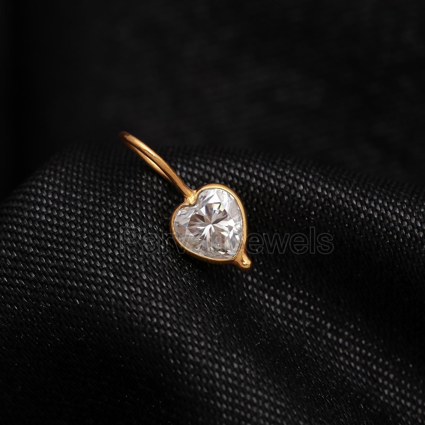 Natural Moissanite Heart Charm, 18K Solid Gold Charm, Heart Gold Charm, Gold Charm Pendant, Moissanite Birthstone Charm, Handmade Gold charm