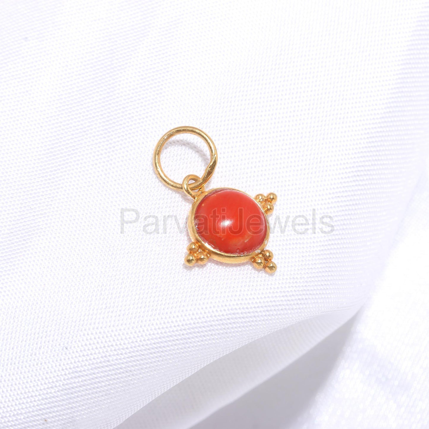 AA Natural Italian Red Coral Charm, 18k Solid Gold Charm, Coral Gold Charm, Gold Charm, Handmade Gold Charm, Birthstone Charm, Charm Pendant