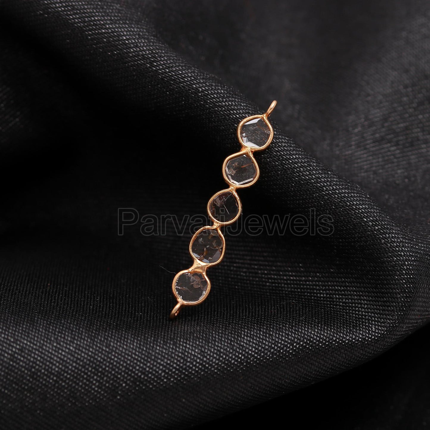 Natural Diamond Connector Charm, 18k Solid Gold Connector, Light Brown Polki Slice Charm, Gold Connector Charm, Gift for her