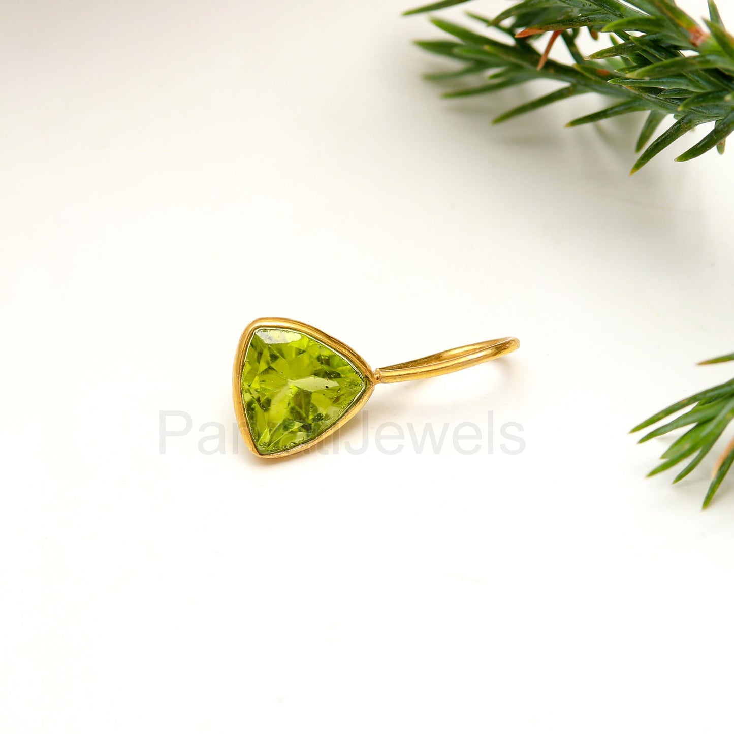 Natural Peridot Charm, Solid 18k Gold Charm, Peridot Gold Charm, August Charm Pendant, Charm Necklace, Handmade Gold Charm
