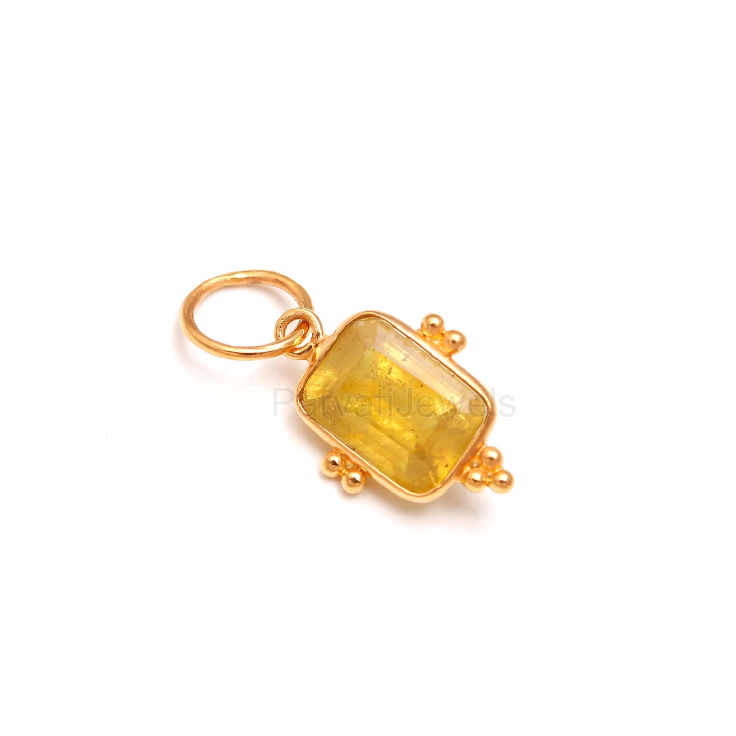 Natural Sapphire Charm, Solid 18k Gold Charm, Gold Charm Pendant, Yellow Sapphire Charm, Gold Charm Necklace, Handmade Gold Charm Pendant
