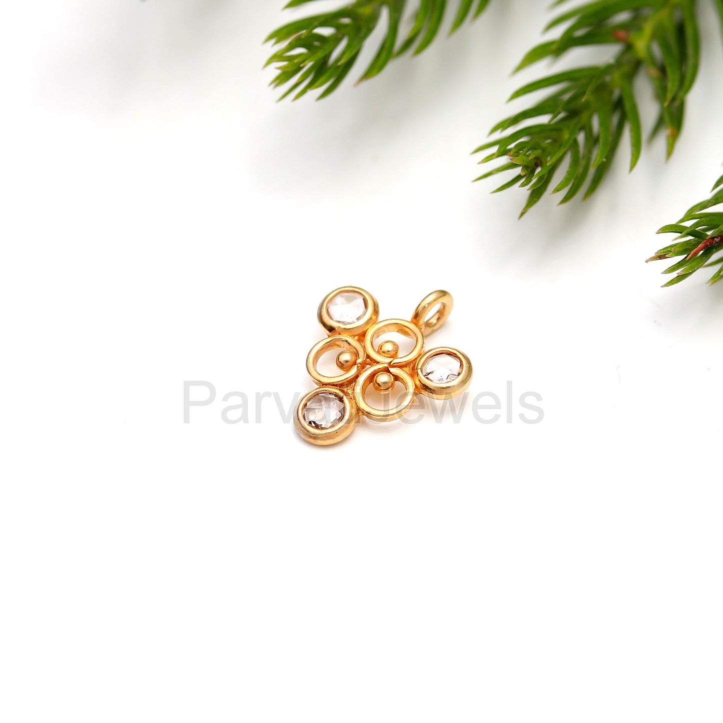 Natural Diamond Gold Charm, 18k Solid Gold Designer Charm, Handmade Old Cut Diamond Charm, Jewelry Making, Gift for Her