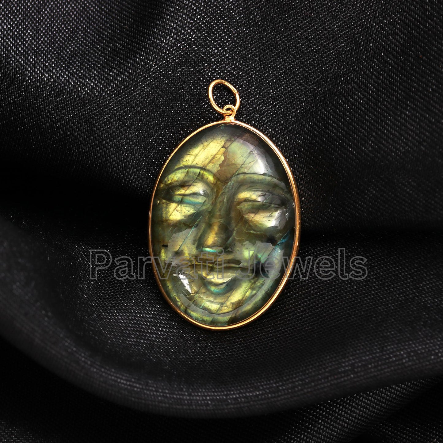 Natural Face Carving Labradorite Charm, Labradorite 18k Solid Gold Charm, Labradorite Charm, Gold Charm, Handmade Gold Charm, Gift for her,