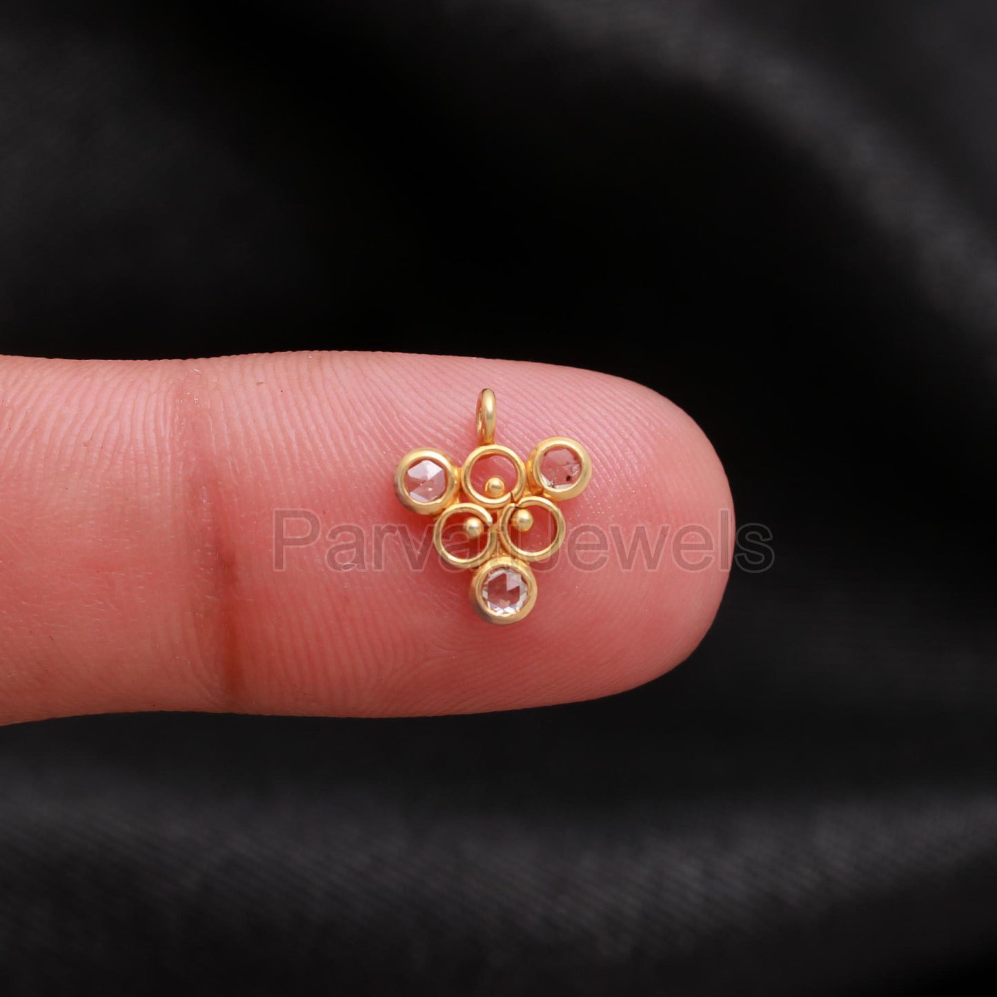 Natural Diamond Gold Charm, 18k Solid Gold Designer Charm, Handmade Old Cut Diamond Charm, Jewelry Making, Gift for Her