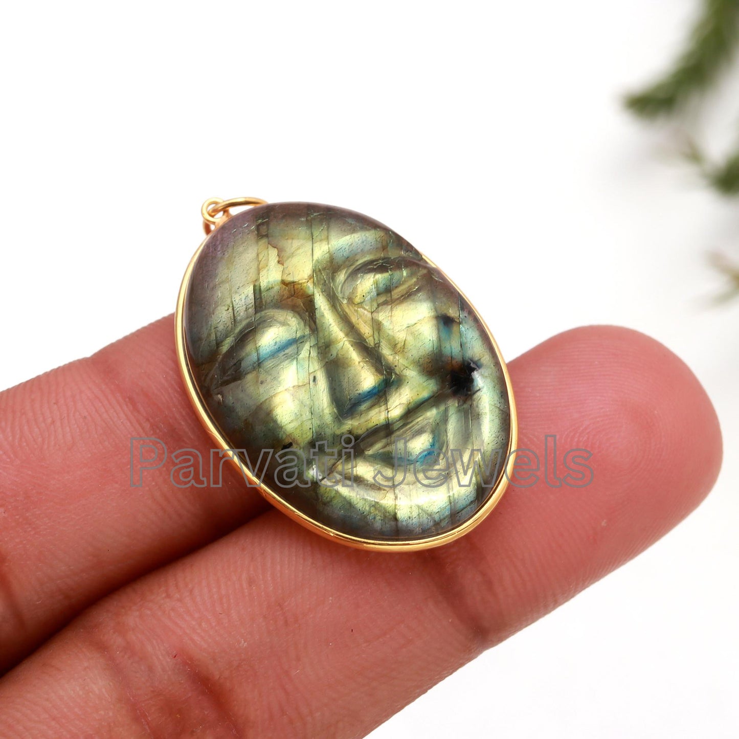 Natural Face Carving Labradorite Charm, Labradorite 18k Solid Gold Charm, Labradorite Charm, Gold Charm, Handmade Gold Charm, Gift for her,