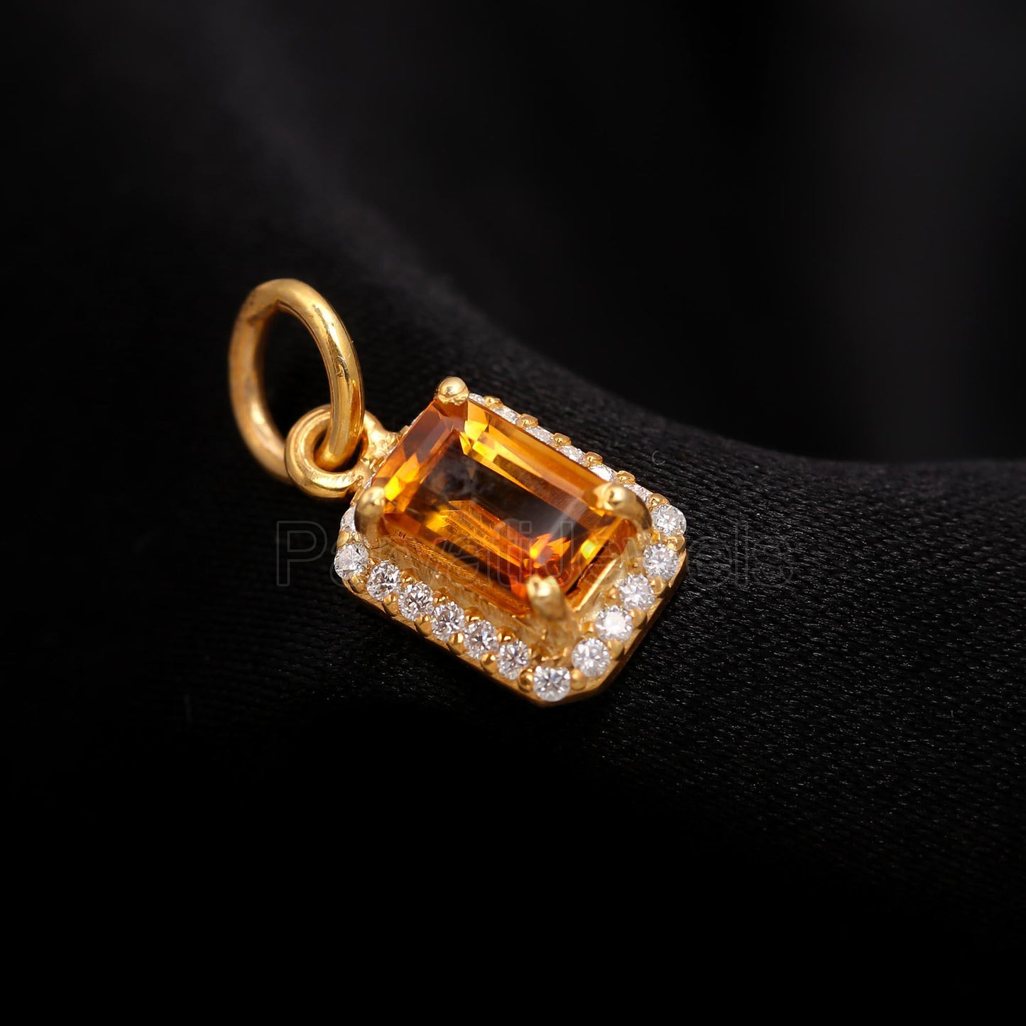 Natural Citrine Diamond Charm, Solid 14K Gold Charm, Diamond Gold Charm, Handmade Charm Pendant, Gold Charm Pendant, Citrine Charm Pendant