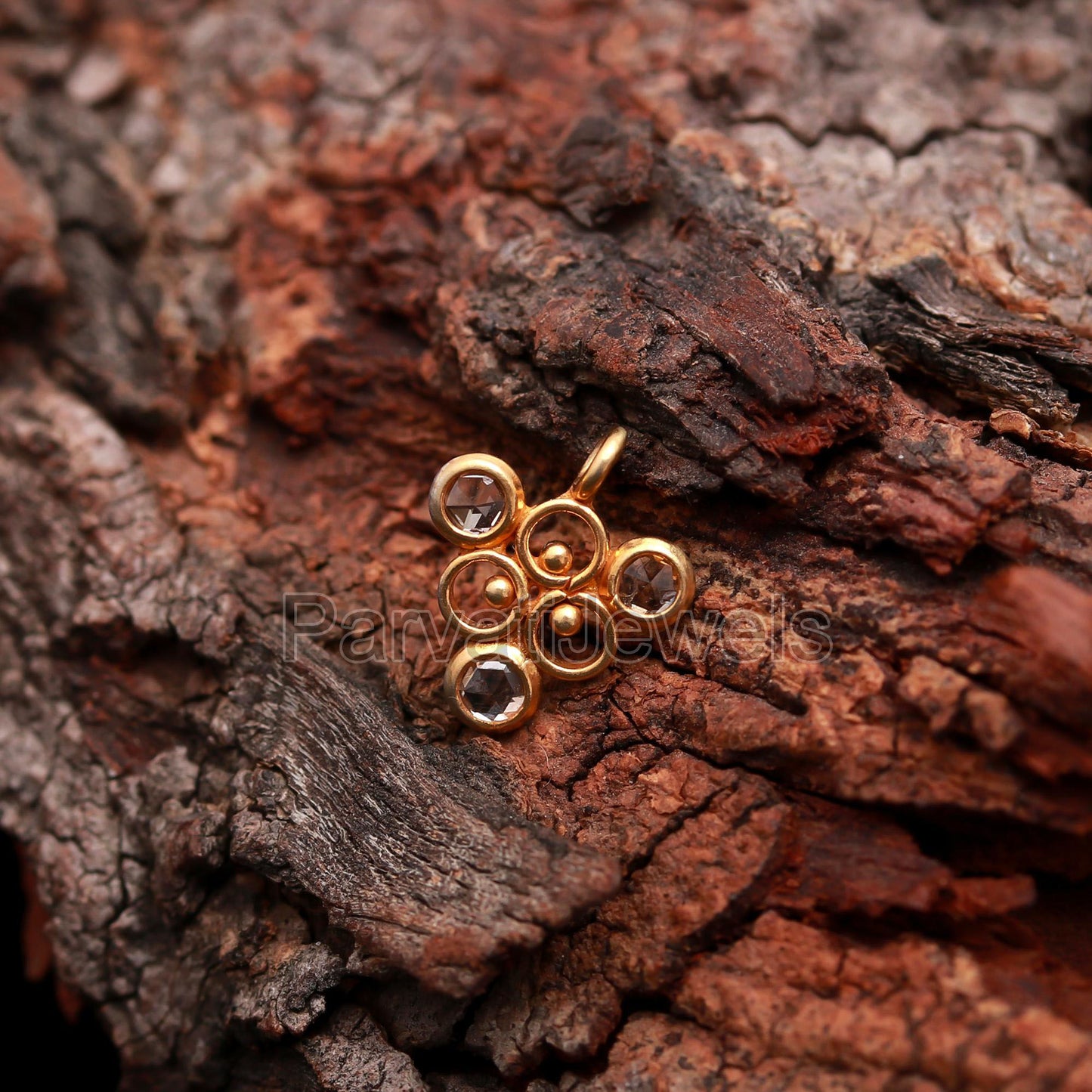 Natural Diamond Gold Charm, 18k Solid Gold Designer Charm, Handmade Old Cut Diamond Charm, Jewelry Making, Gift for Her