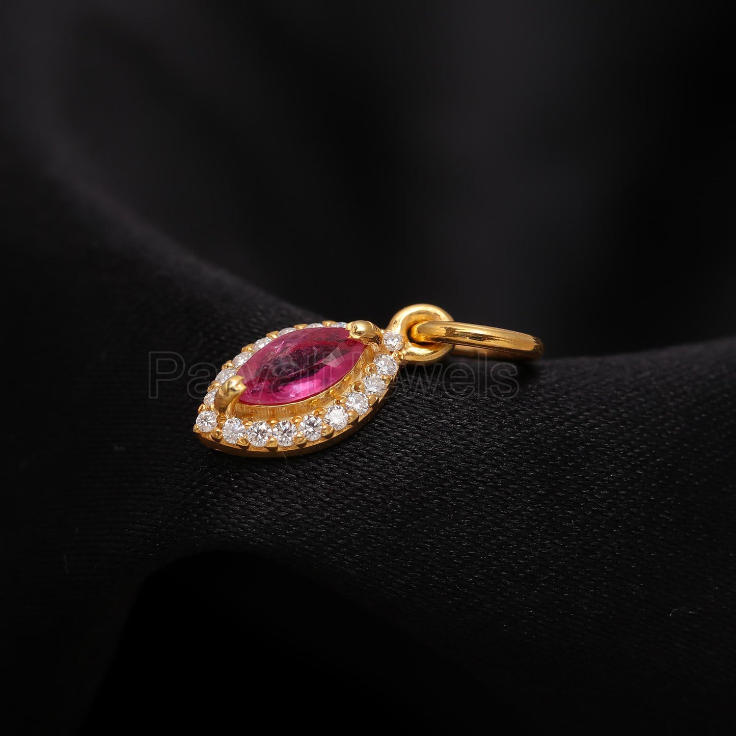 Natural Ruby With Diamond Charm, Solid 14K Gold Charm, Ruby 14K Gold Charm, Handmade Charm Pendant, Gold Charm Pendant, Diamond Gold Pendant