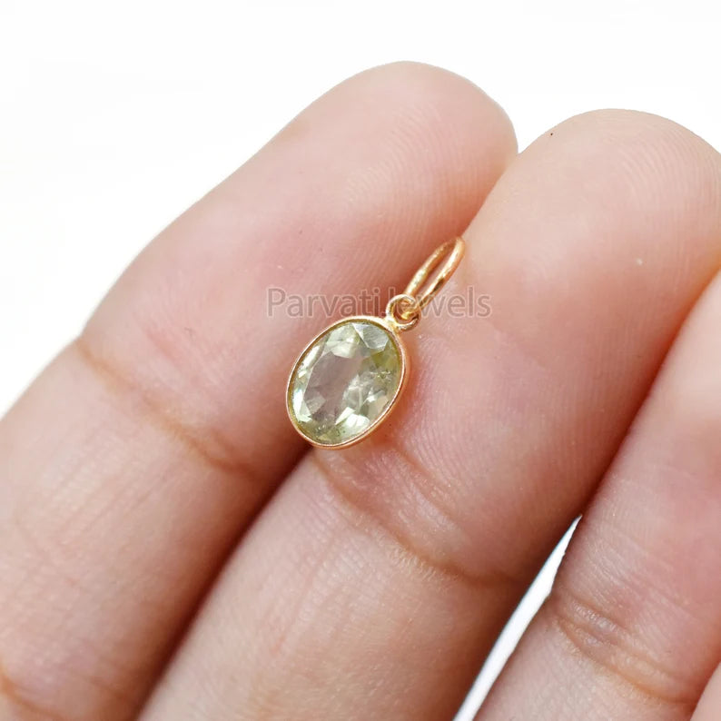 Beautiful Natural Green Aquamarine Solid Gold Charm, 18k Solid Gold Charm, Handmade Gold Charm, Natural Green Aquamarine Gold Charm, 18K Charm