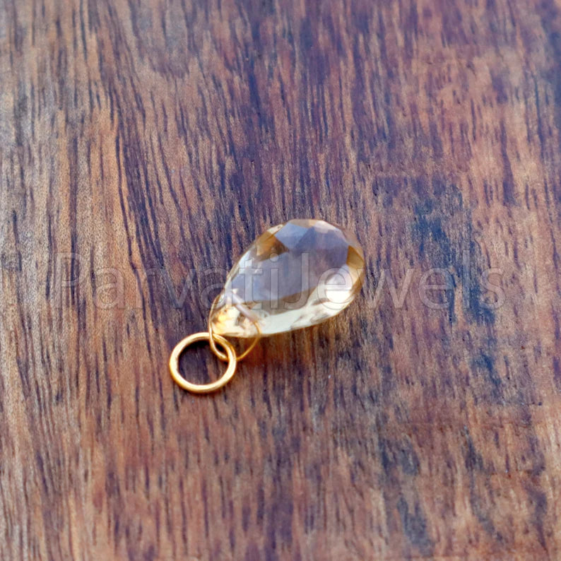 Smoky Topaz Charm, 18k Solid Gold Charm, Natural Smoky Topaz Charm, Gold Charm, Charm Pendant, Charm Necklace, Handmade Gold Charm