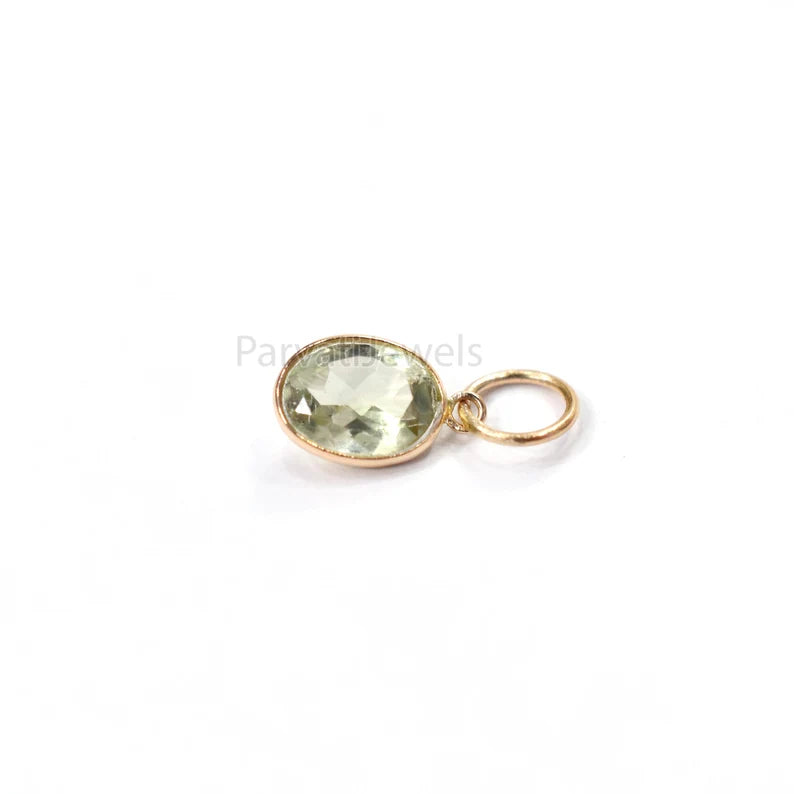 Beautiful Natural Green Aquamarine Solid Gold Charm, 18k Solid Gold Charm, Handmade Gold Charm, Natural Green Aquamarine Gold Charm, 18K Charm
