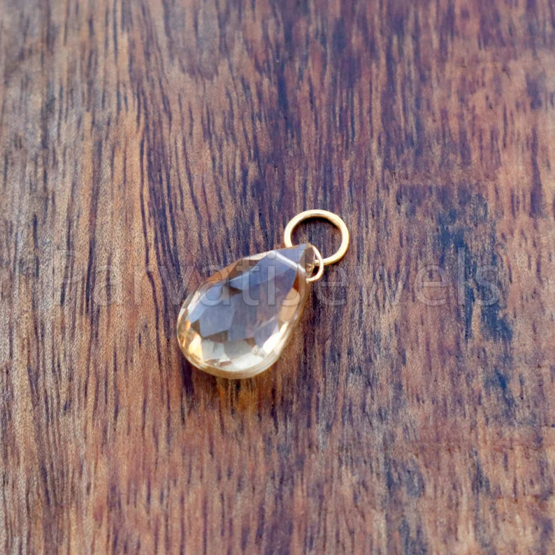 Smoky Topaz Charm, 18k Solid Gold Charm, Natural Smoky Topaz Charm, Gold Charm, Charm Pendant, Charm Necklace, Handmade Gold Charm