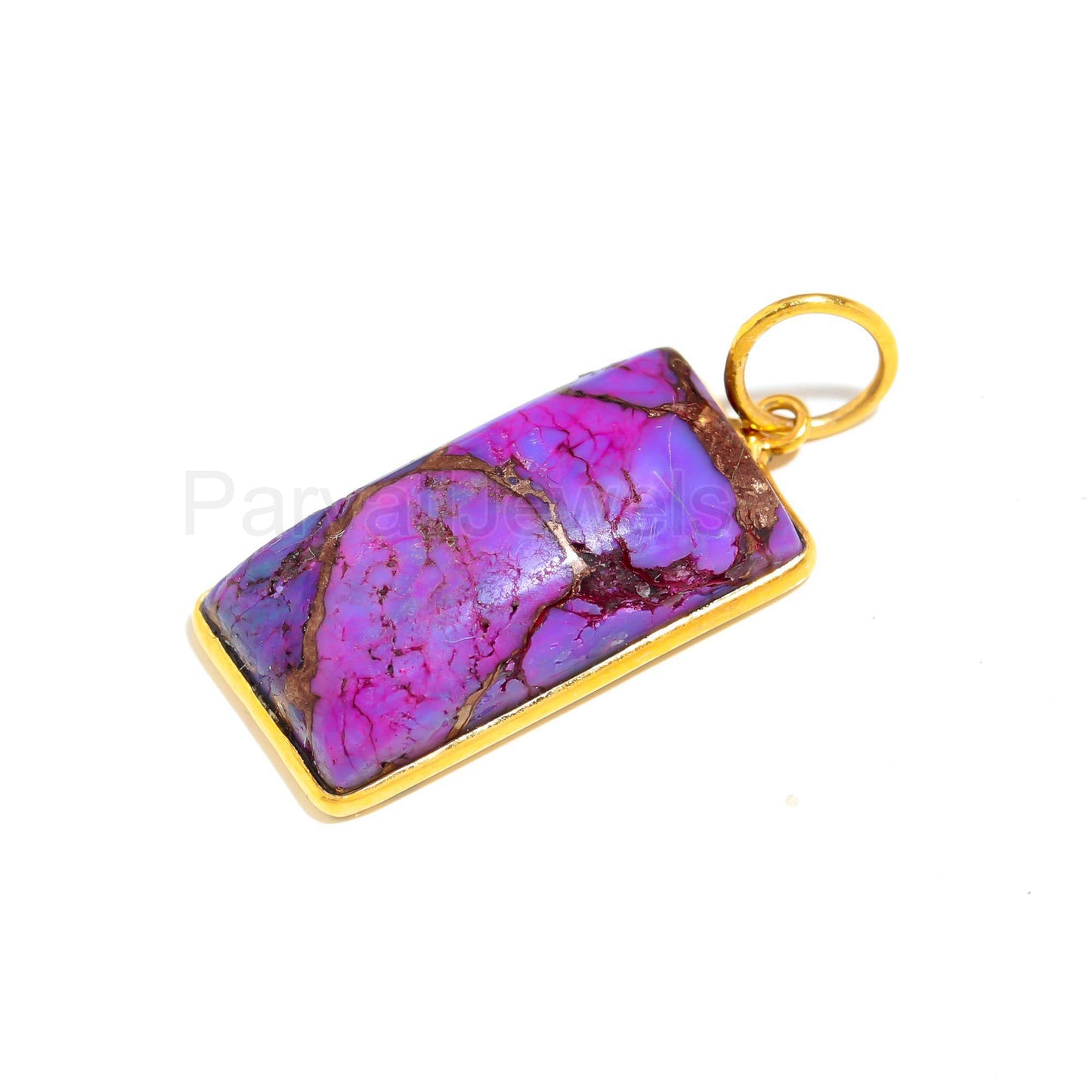 Natural Purple Copper Turquoise Charm, Solid 18K Gold Charm pendant, Handmade Gold Charm, Copper Turquoise Dainty Charm, Minimalist Pendant