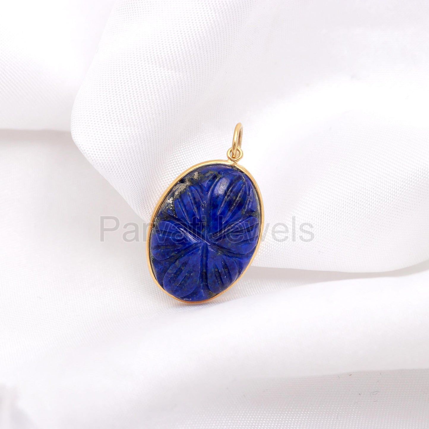 Natural Blue Lapis Charm, 18k Solid Gold Charm, Lapis Lazuli Carving Charm, Gold Charm Pendant, Gold Charm Necklace, Handmade Gold Charm