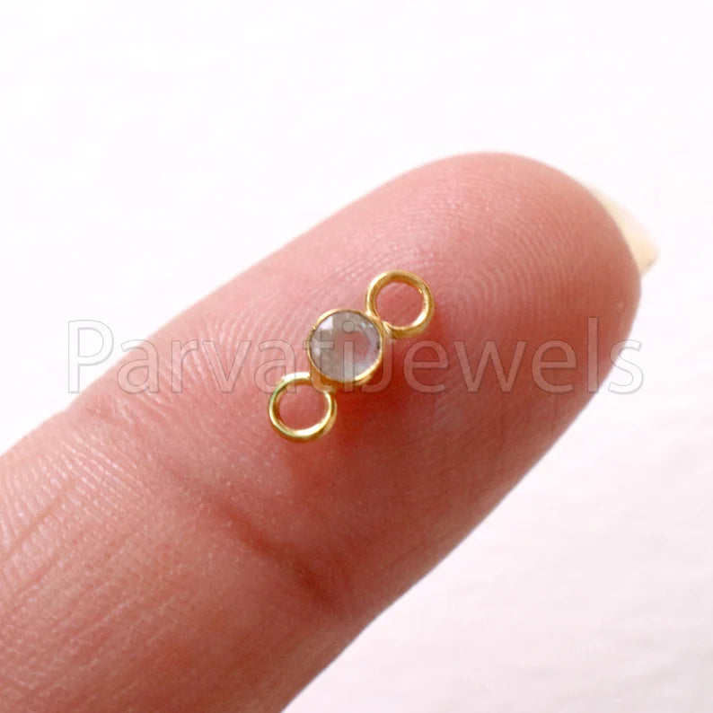 Rainbow Moonstone Connector, 18k Solid Gold Connector, Natural Moonstone Connector, Gold Connector, Gold Jewelry Connector, Gift For her
