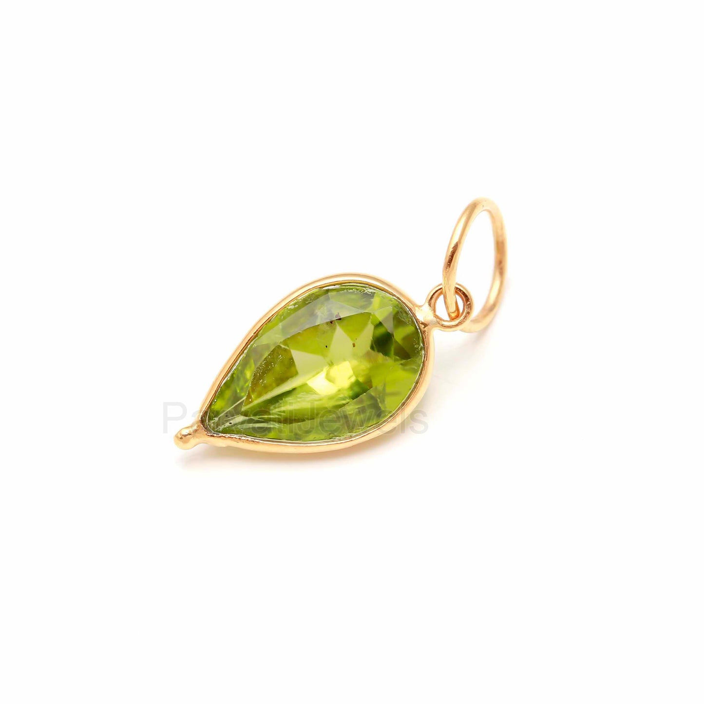 Natural Peridot Charm, Solid 18k Gold Charm, Peridot Pear Charm, Gold Charm Pendant, Charm Necklace, Handmade Gold Charm, Charm Pendant,