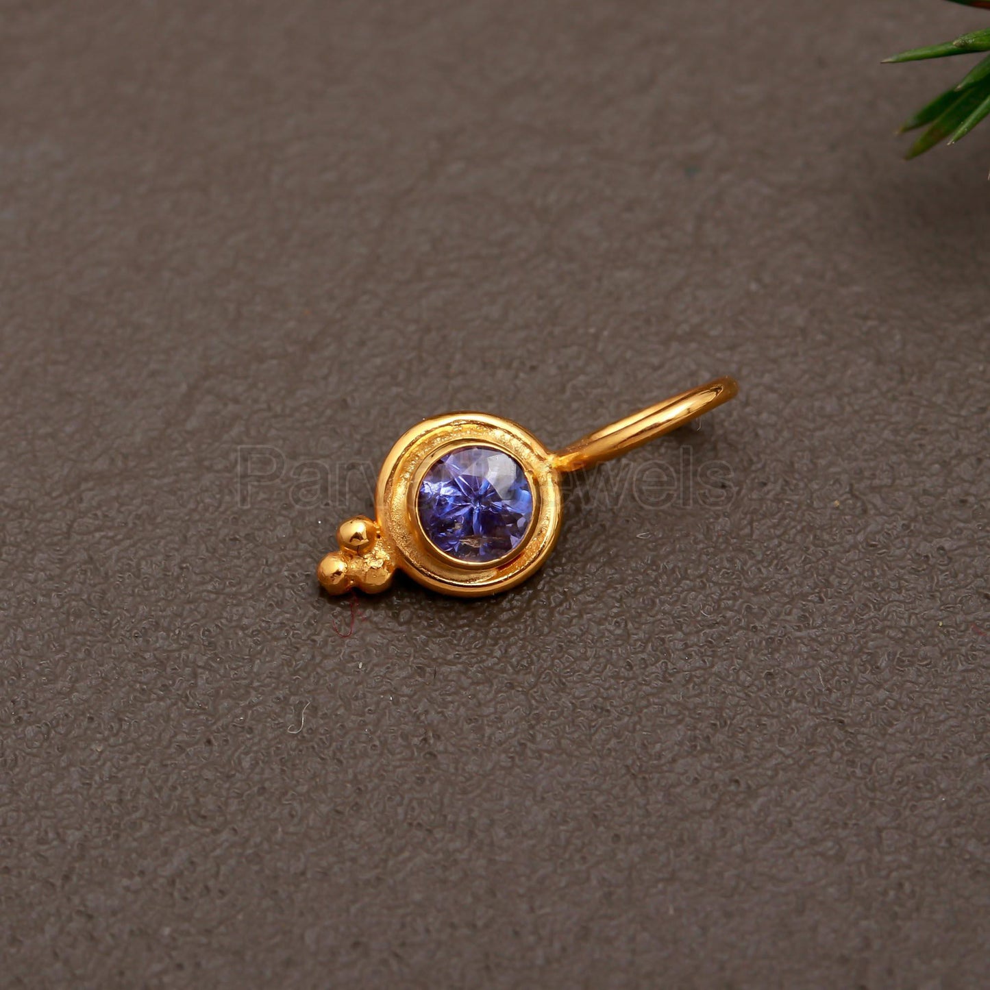Natural Tanzanite Charm, Solid 18k Gold Charm, Handmade Gold Charm, December Birthstone Charm, Tanzanite Dainty Charm, Minimalist Pendant