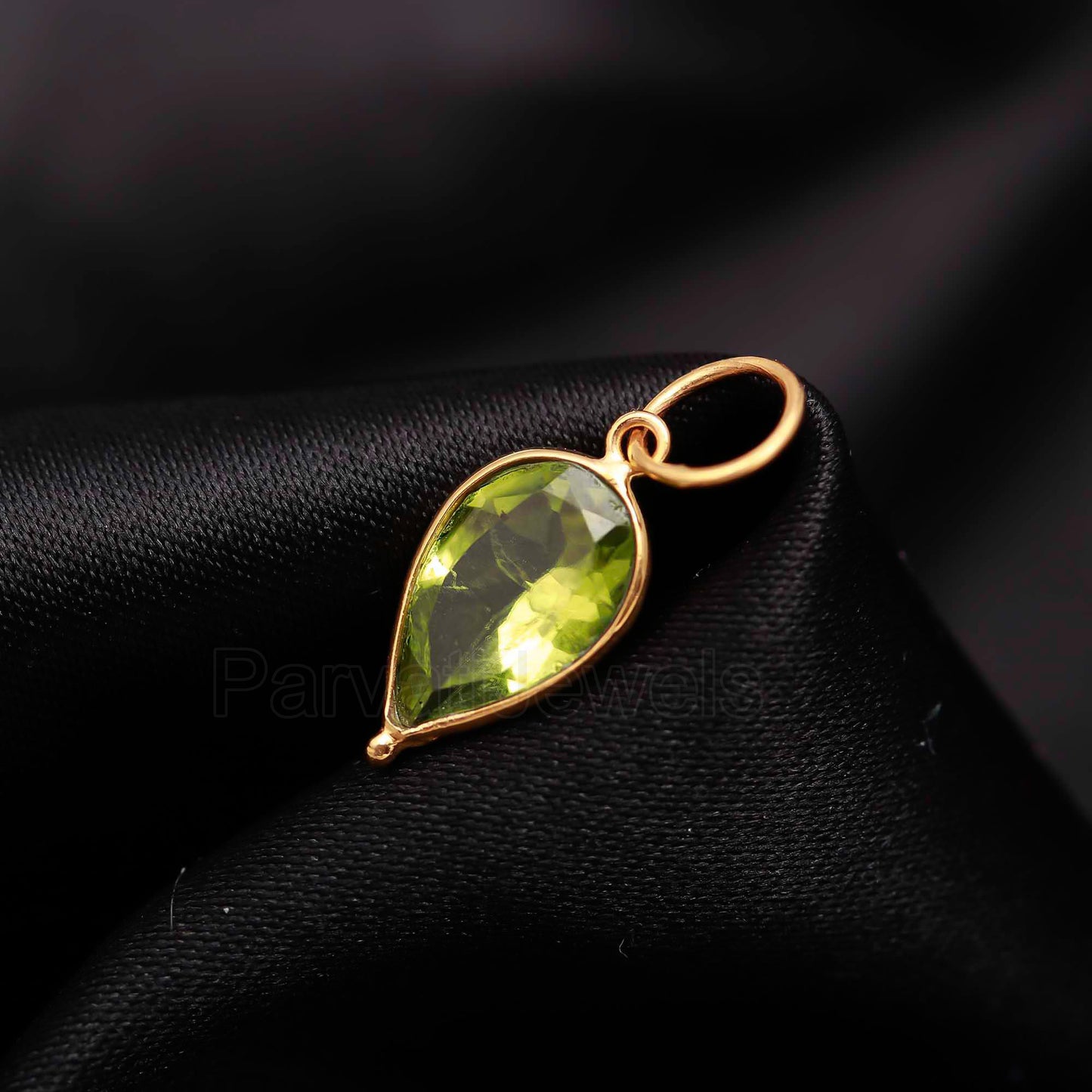 Natural Peridot Charm, Solid 18k Gold Charm, Peridot Pear Charm, Gold Charm Pendant, Charm Necklace, Handmade Gold Charm, Charm Pendant,