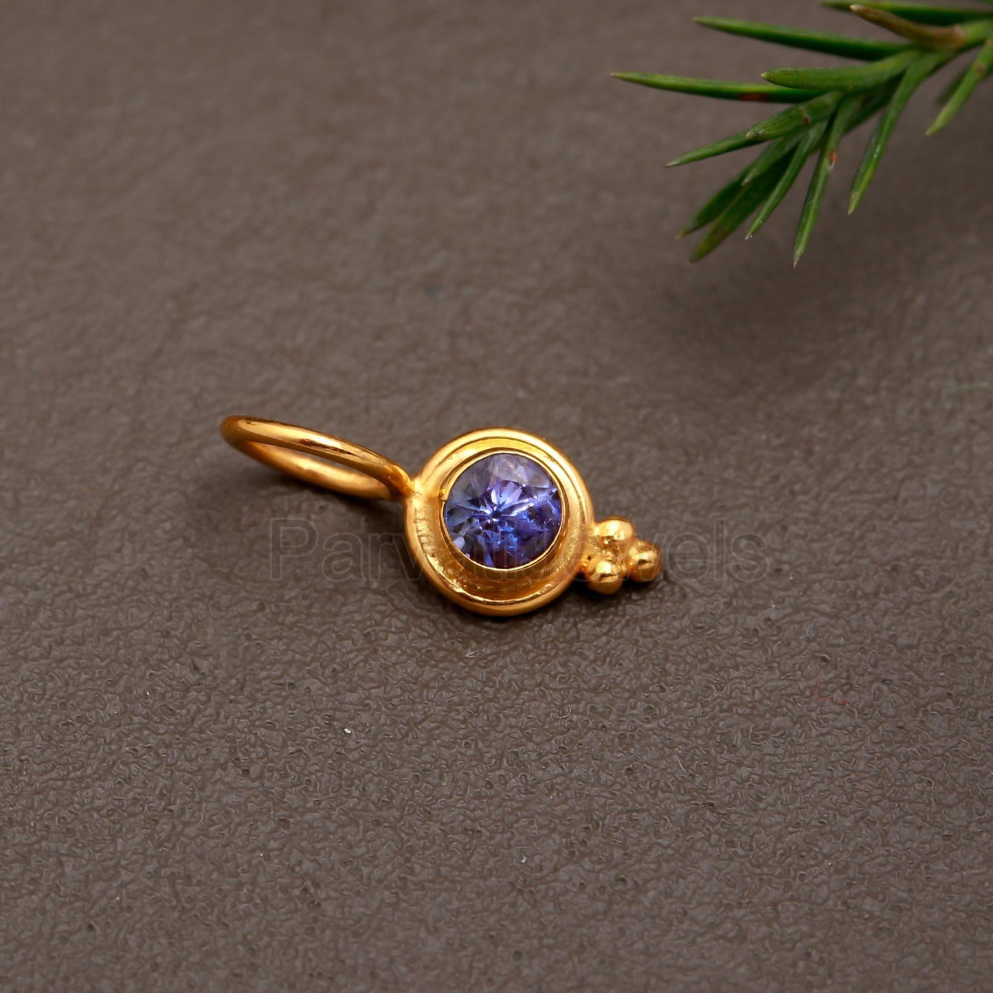 Natural Tanzanite Charm, Solid 18k Gold Charm, Handmade Gold Charm, December Birthstone Charm, Tanzanite Dainty Charm, Minimalist Pendant