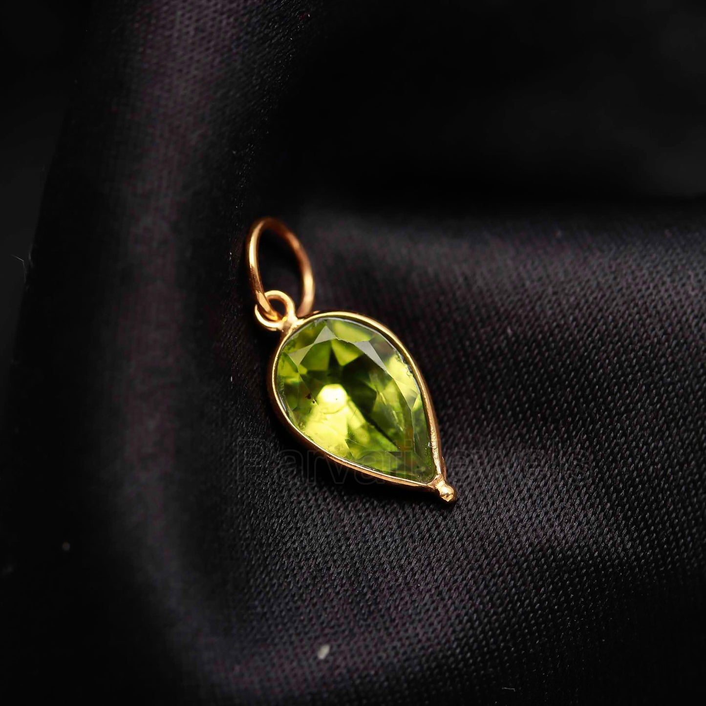Natural Peridot Charm, Solid 18k Gold Charm, Peridot Pear Charm, Gold Charm Pendant, Charm Necklace, Handmade Gold Charm, Charm Pendant,