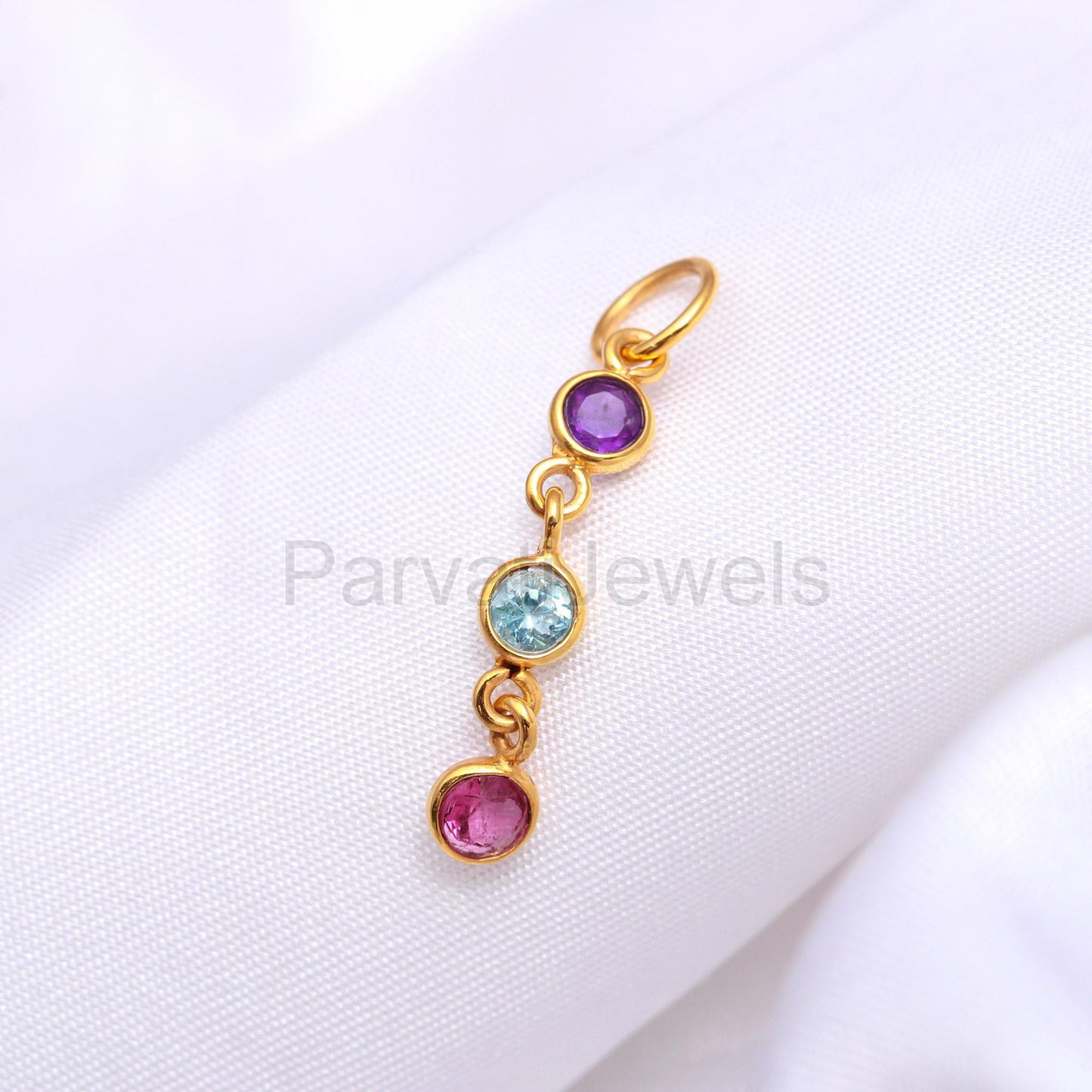 Natural Multi Stone Charm, 18k Solid Gold Charm, Charm, Gold Charm, Opal Pendant, Charm Pendant, Handmade Gold Charm, Gift For Gold Charms