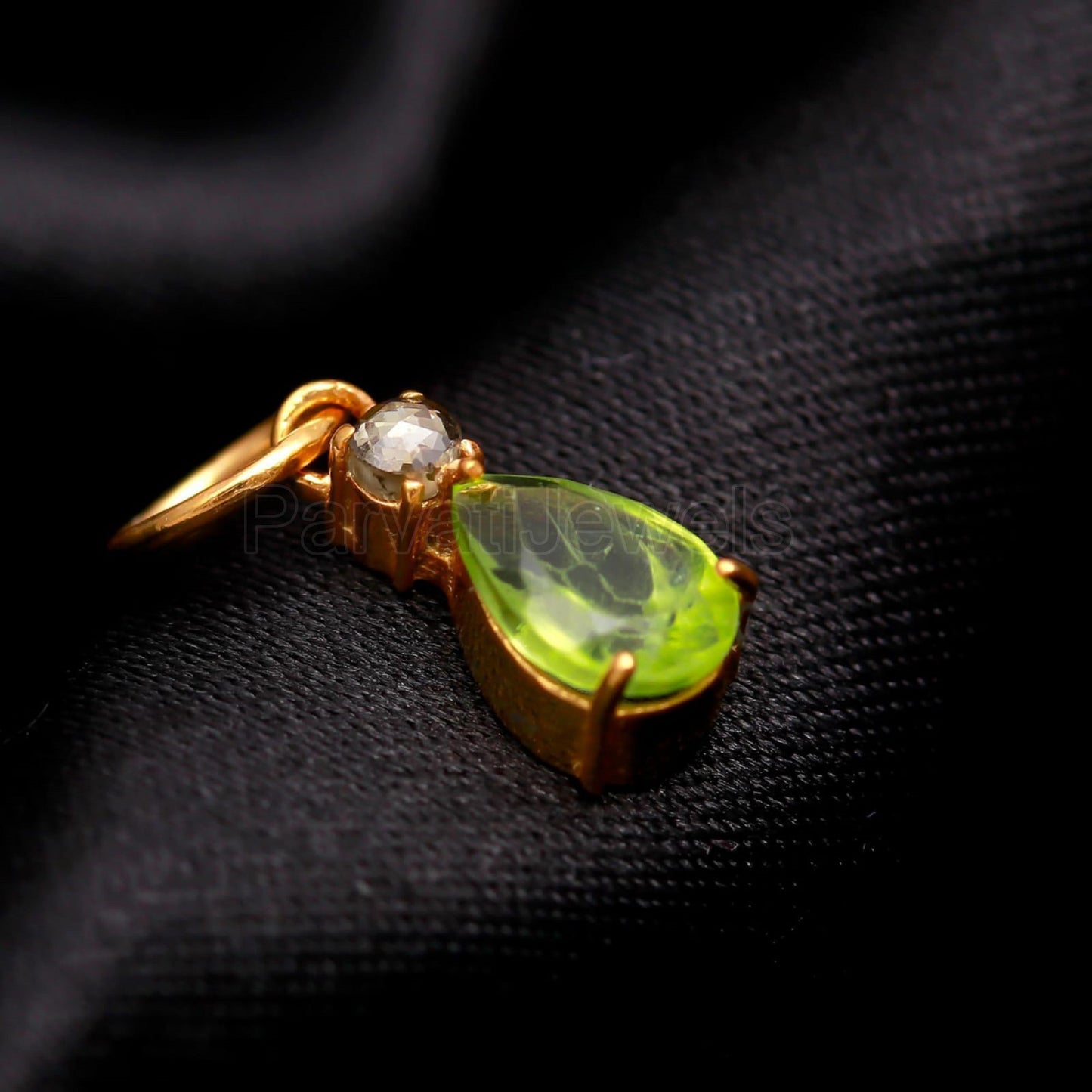 Natural Peridot Rose Cut Diamond Charm, Solid 18k Gold Charm, Natural Peridot Charm, Gold Charm Pendant, Charm Necklace, Handmade Gold Charm