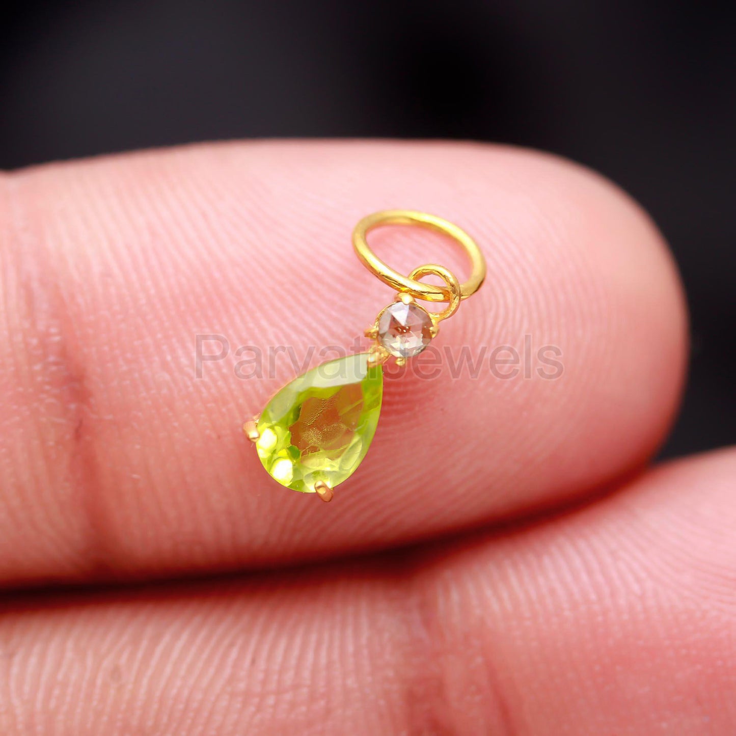 Natural Peridot Rose Cut Diamond Charm, Solid 18k Gold Charm, Natural Peridot Charm, Gold Charm Pendant, Charm Necklace, Handmade Gold Charm