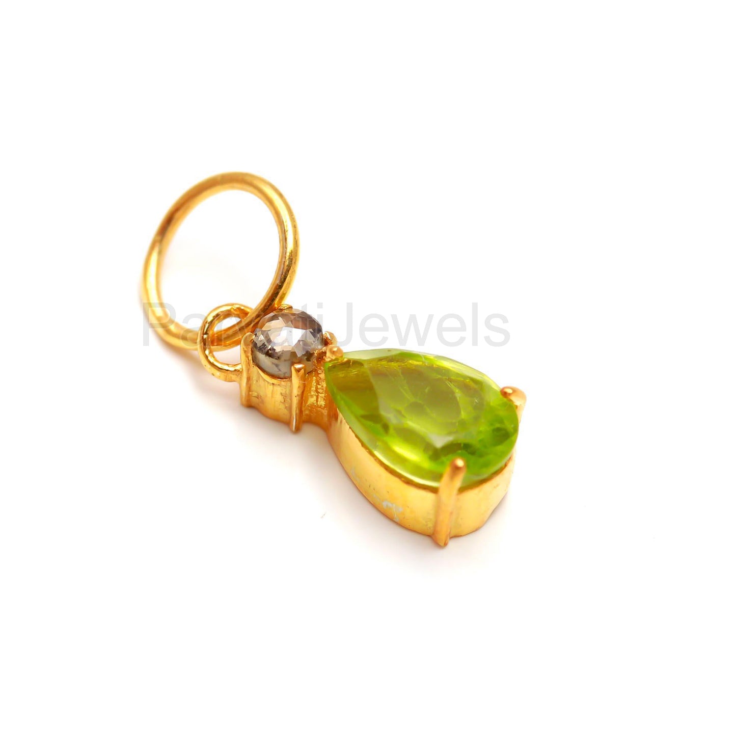 Natural Peridot Rose Cut Diamond Charm, Solid 18k Gold Charm, Natural Peridot Charm, Gold Charm Pendant, Charm Necklace, Handmade Gold Charm