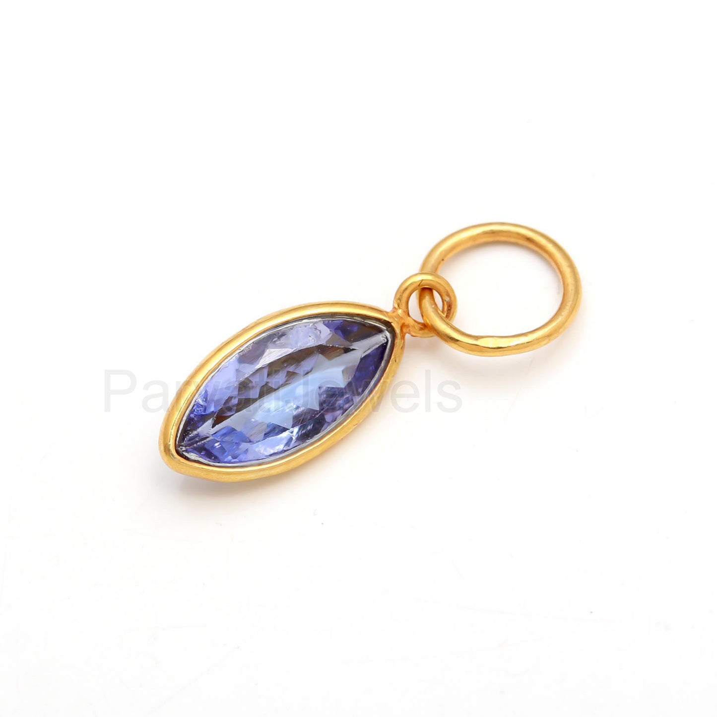 Natural Tanzanite Charm, Solid 18k Gold Charm, Handmade Gold Charm, December Birthstone Charm, Tanzanite Charm, Minimalist Charm Pendant