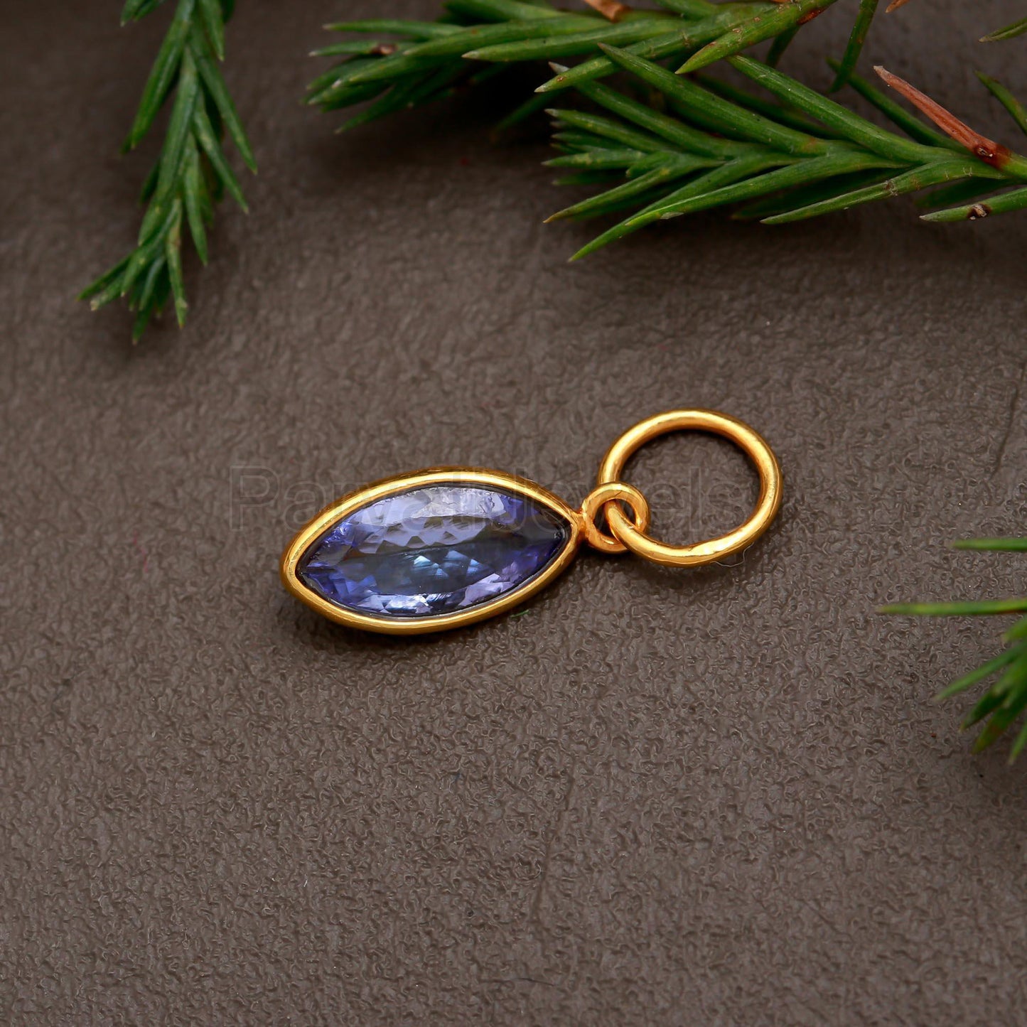 Natural Tanzanite Charm, Solid 18k Gold Charm, Handmade Gold Charm, December Birthstone Charm, Tanzanite Charm, Minimalist Charm Pendant