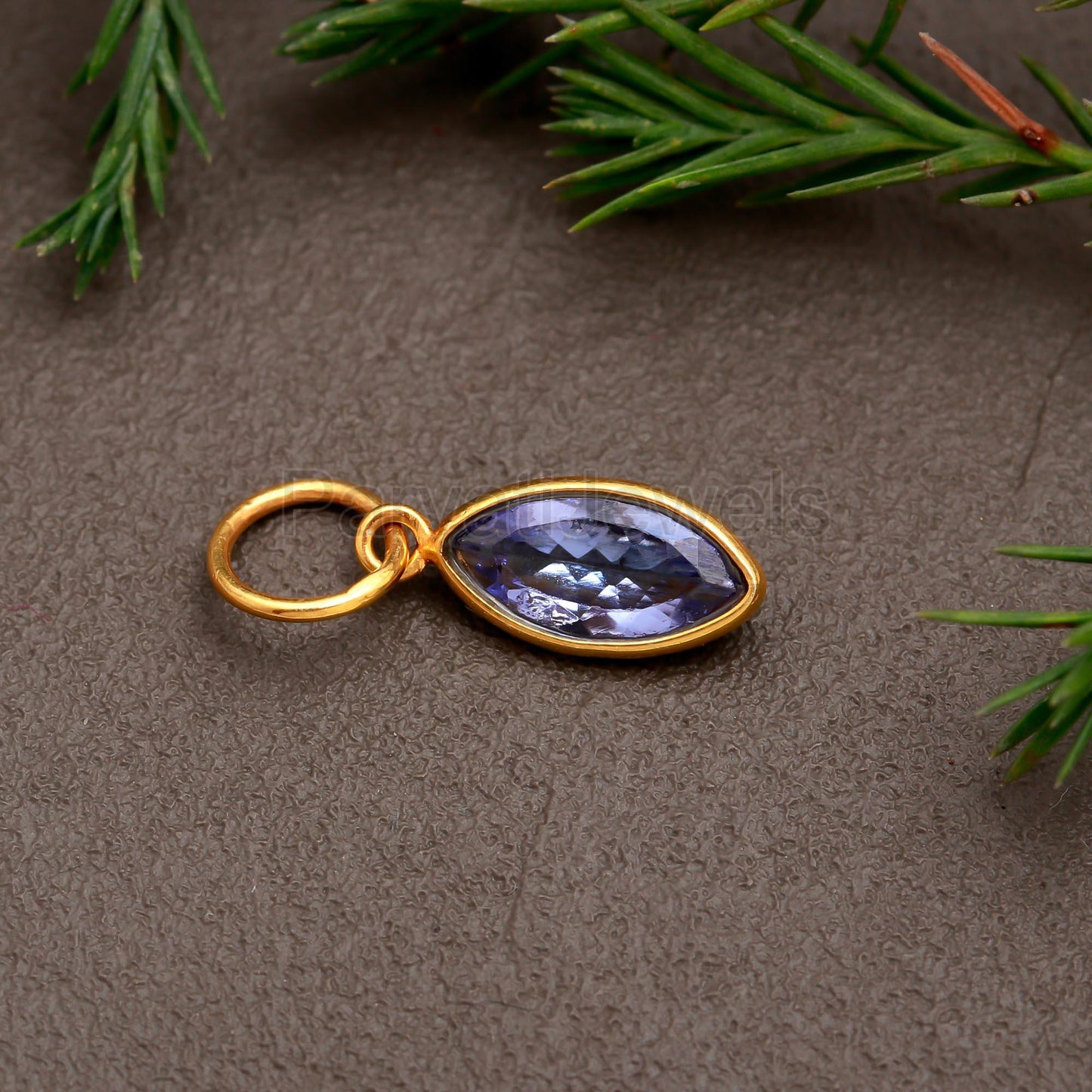 Natural Tanzanite Charm, Solid 18k Gold Charm, Handmade Gold Charm, December Birthstone Charm, Tanzanite Charm, Minimalist Charm Pendant