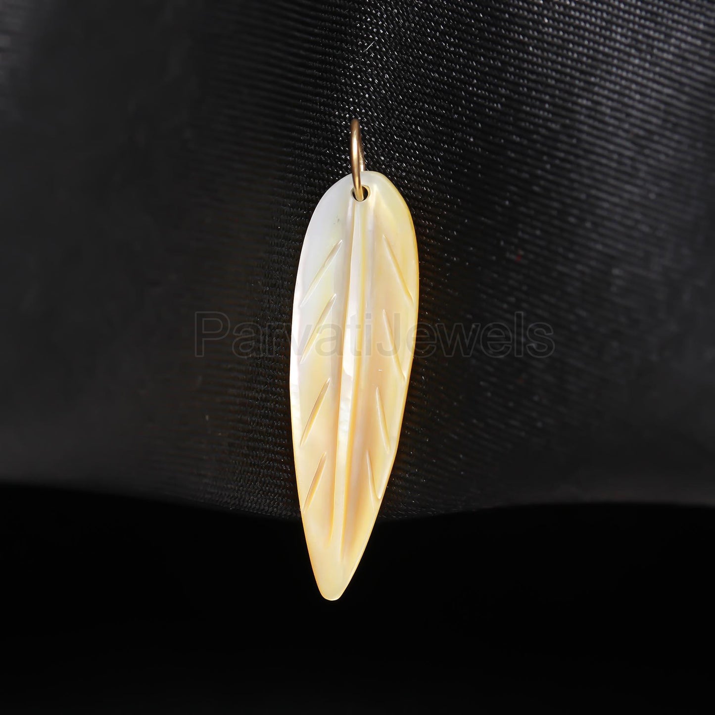 Natural Mother of Pearl Charm, 18k Solid Gold Charm, Mother of Pearl Leaf Charm, Pearl Charm Necklace, Charm Pendant, Handmade Gold Charm
