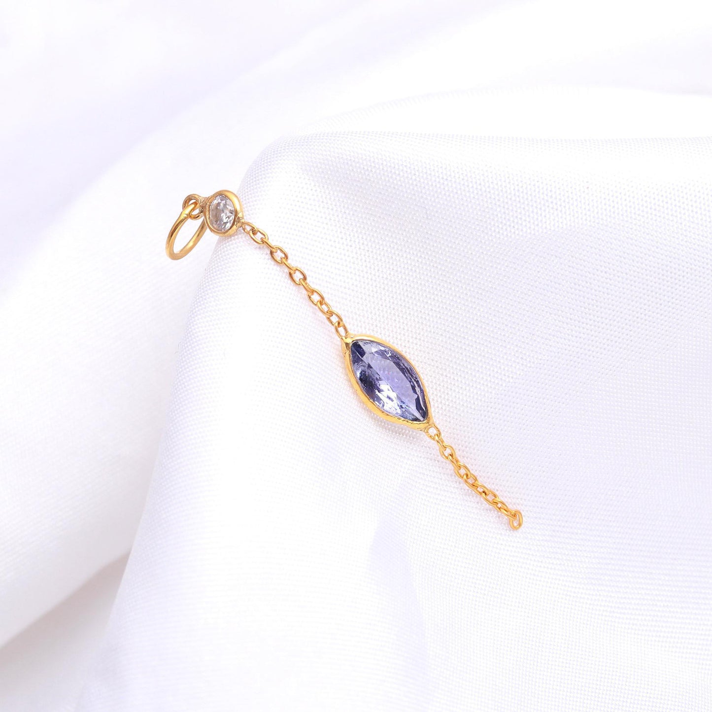 AA Natural Tanzanite With Moissanite Charm, Solid 18k Gold Charm, Handmade Charm, December Birthstone Charm, Tanzanite Charm, Gold Pendant