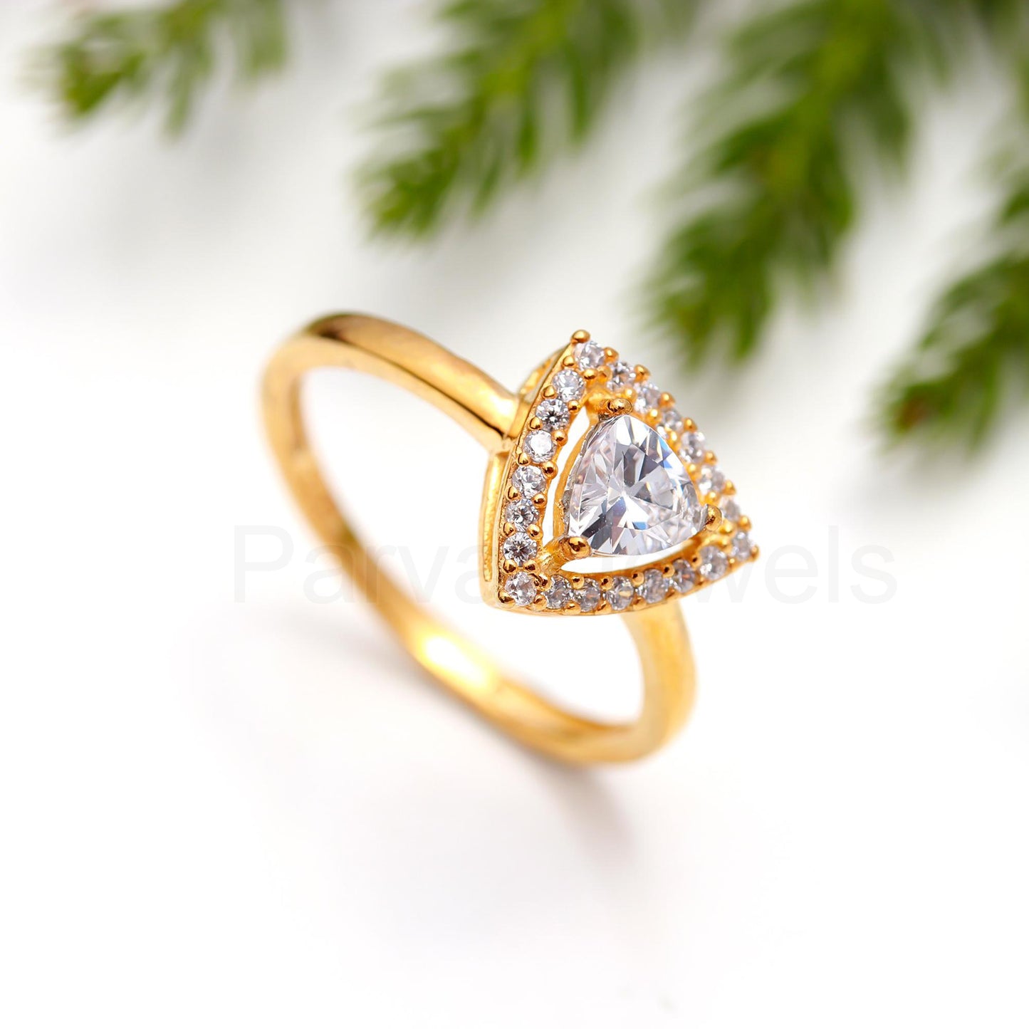 AA Natural Moissanite Gold Ring, 14K Solid Gold Ring, Moissanite Trillion Gold Ring, Wedding Gift, Handmade Ring, Gift for her,