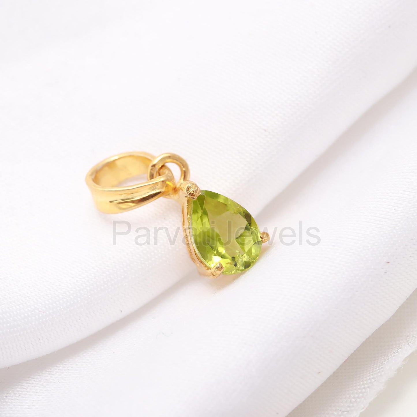 AA Natural Peridot Charm, Solid 18k Gold Charm, Peridot Pear Charm, Gold Charm Pendant, Charm Necklace, Handmade Charm, Gold Charm Pendant