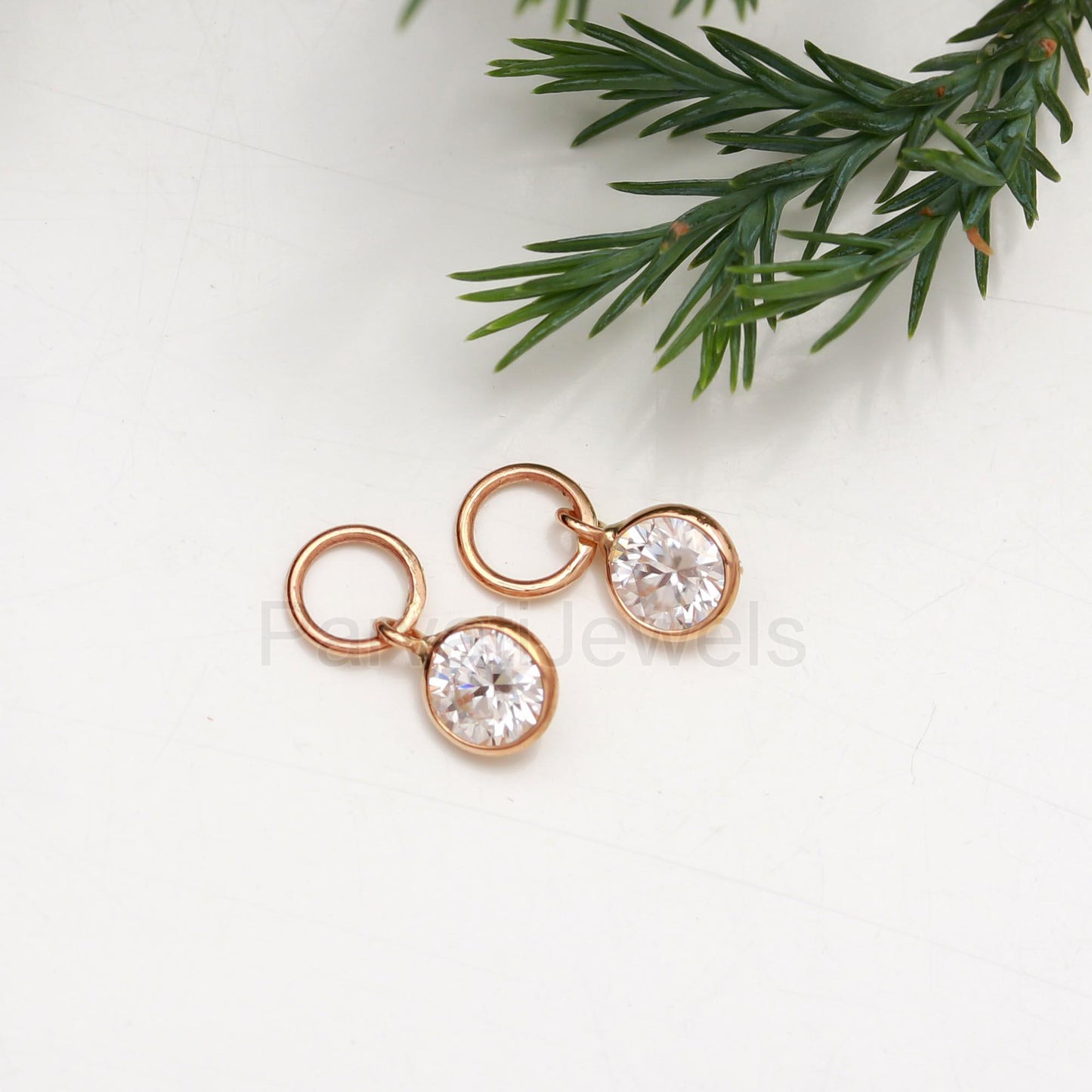 Natural Moissanite Round Solid 18k Gold Earrings, Gold Hoop Earrings, Moissanite Hoop Earrings, Handmade Hoop Earrings, Partywear Earrings