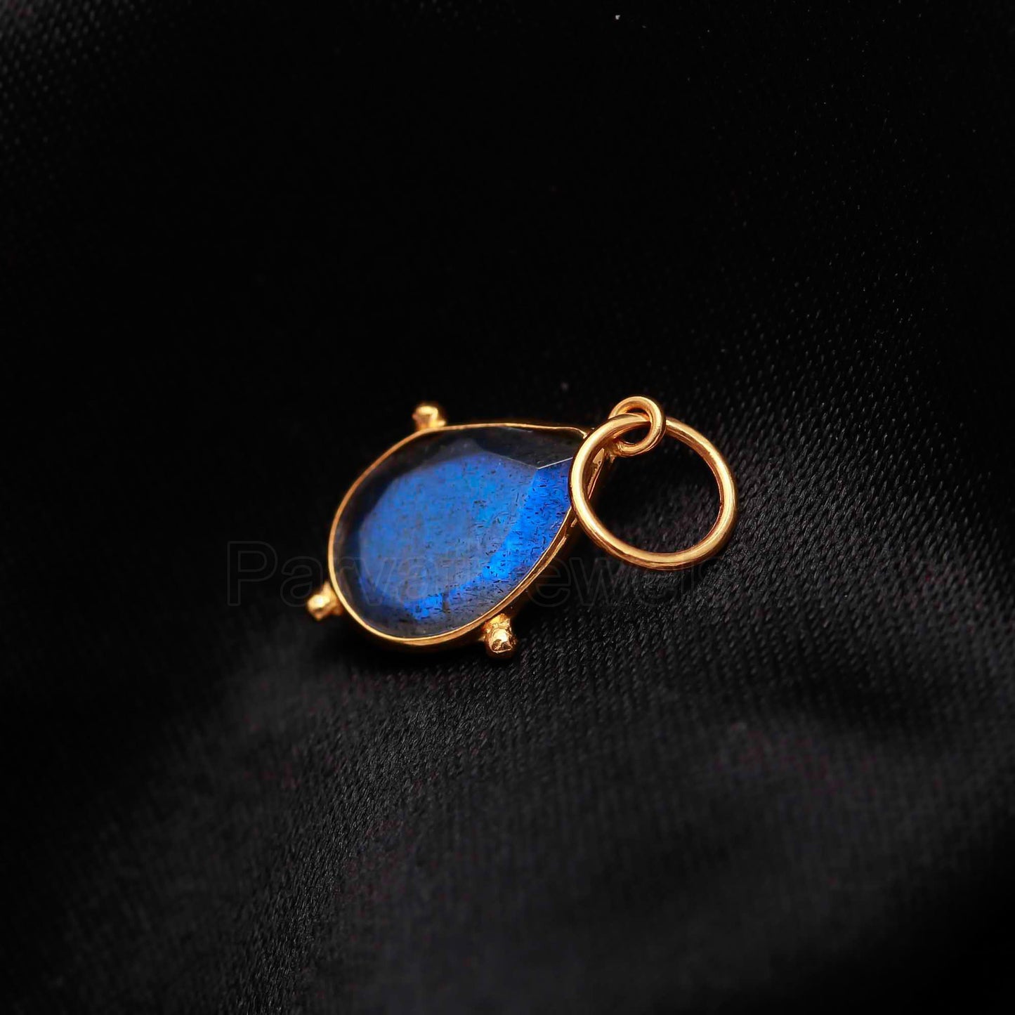 Natural Blue Labradorite Charm, 18k Solid Gold Charm, Gold Charm, Charm Pendant, Labradorite Cut Charms, Charm Necklace, Handmade Gold Charm